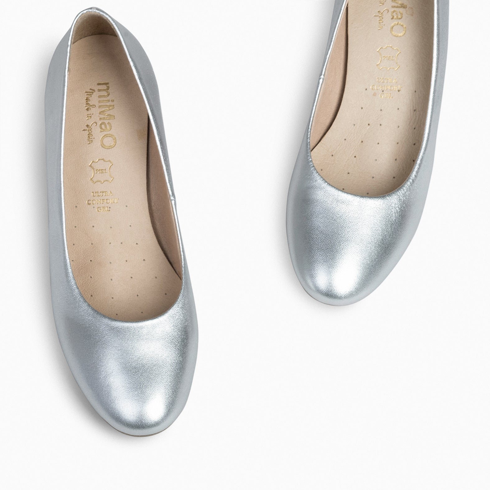 URBAN ROUND SLPASH - SILVER METALLIC NAPPA LEATHER LOW HEELS