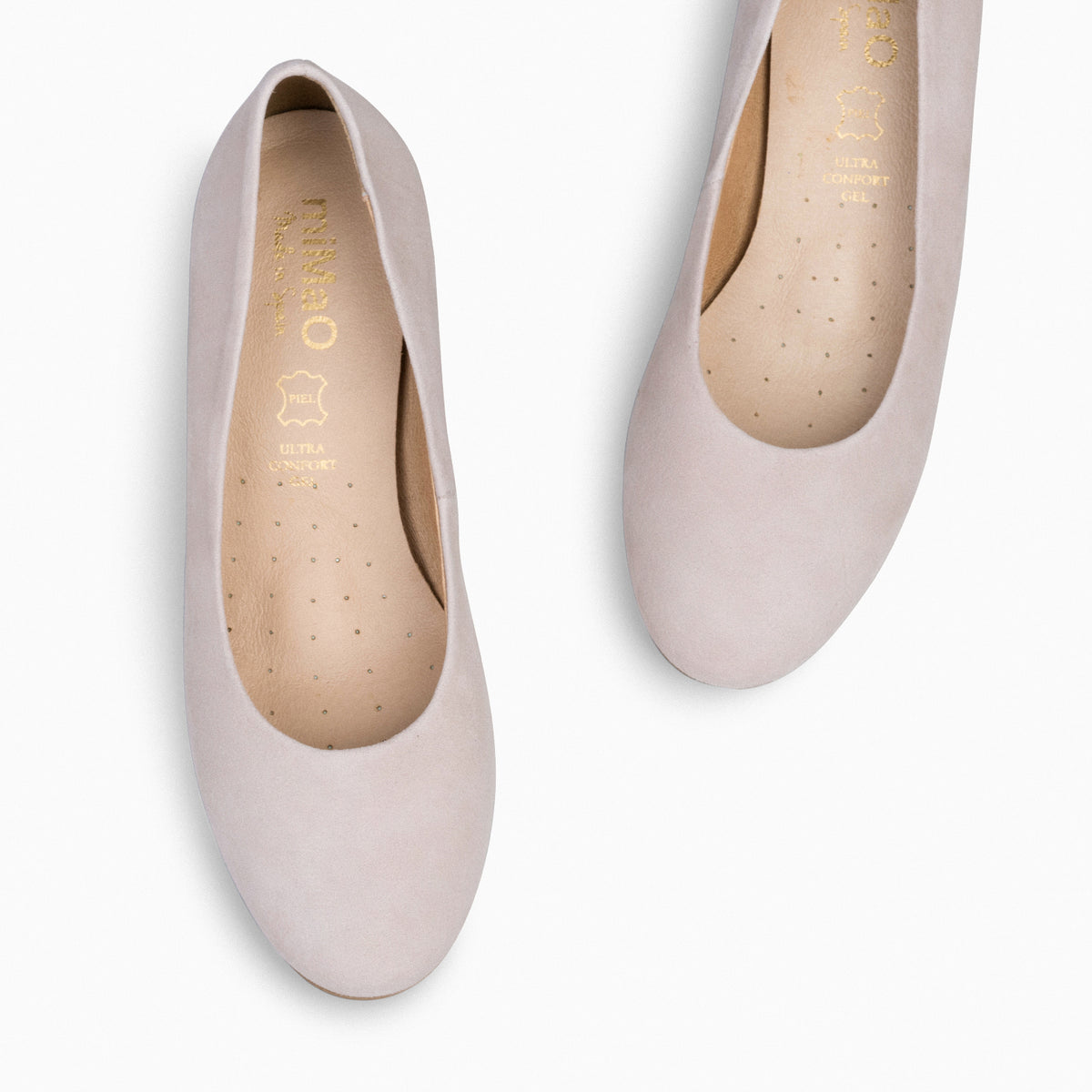 URBAN ROUND – NUDE suede leather low heels