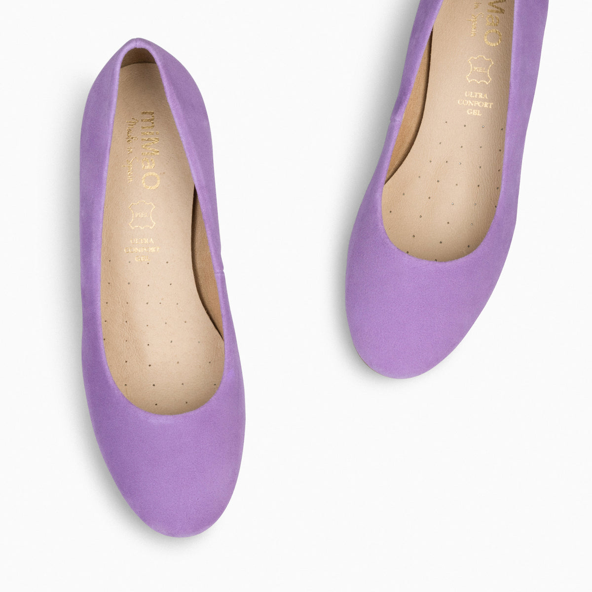 URBAN ROUND – PURPLE suede leather low heels