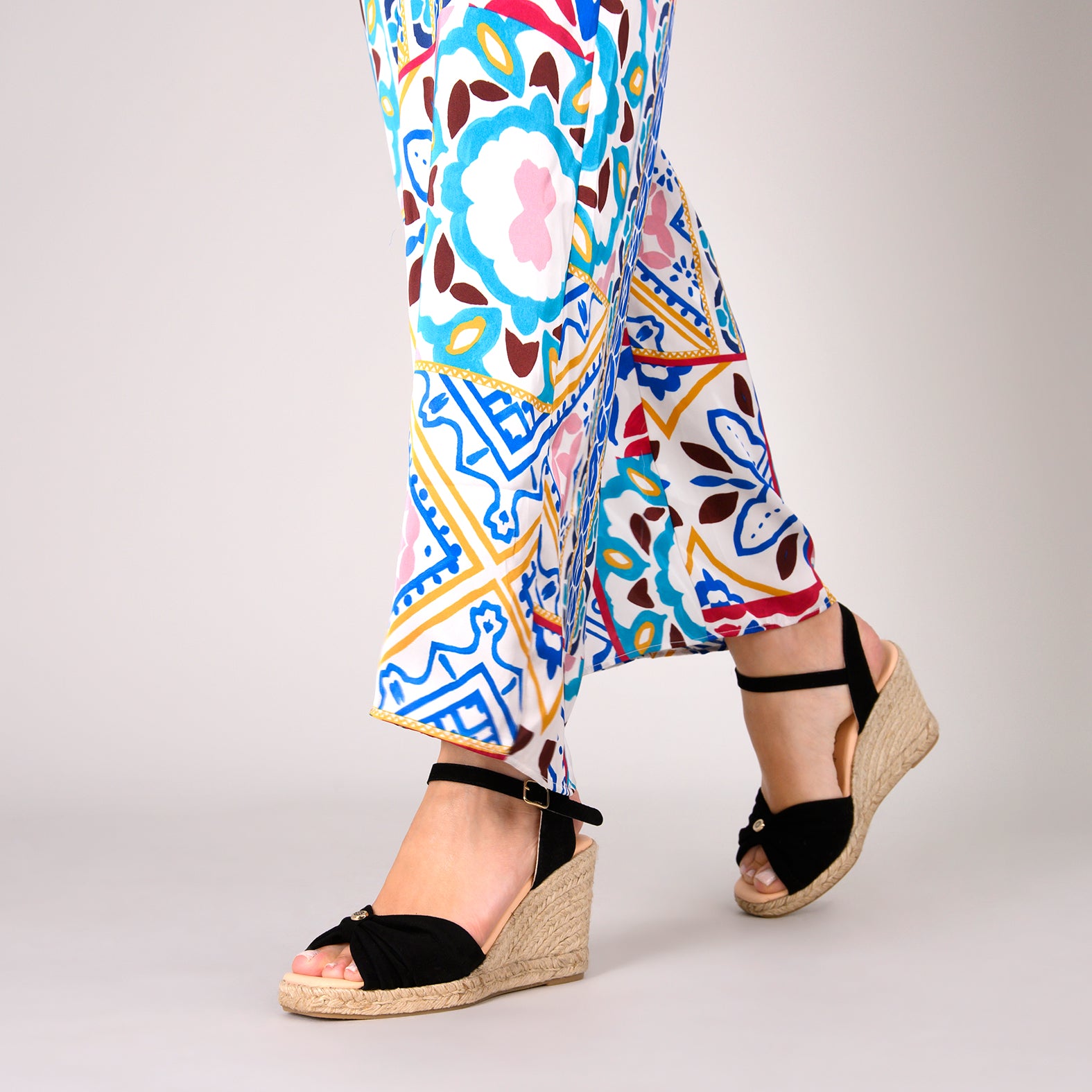 MIRASOL – BLACK high wedge espadrilles