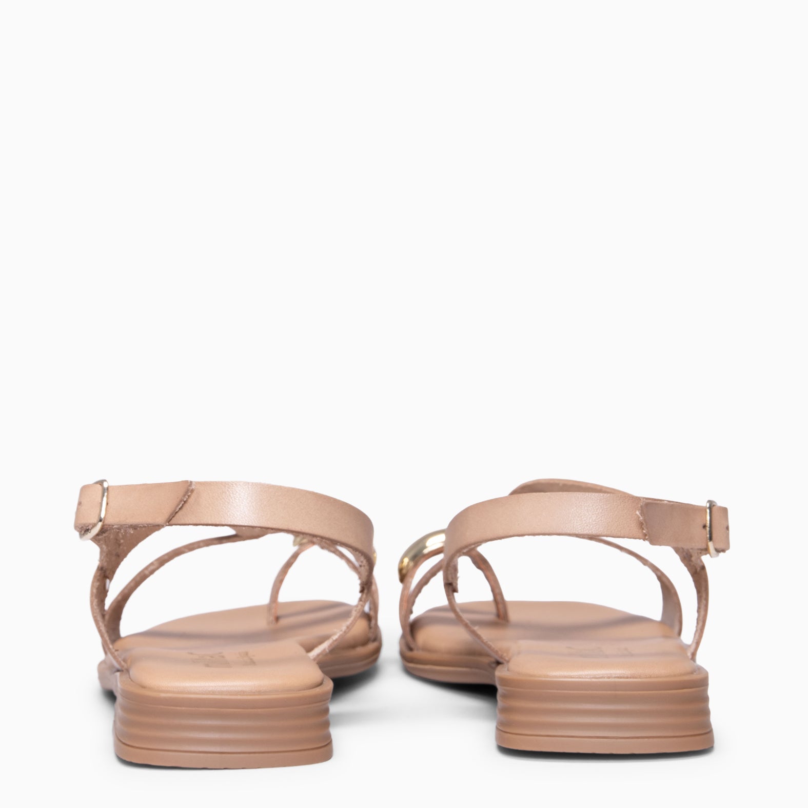 HELIA - TAUPE Flat leather sandals