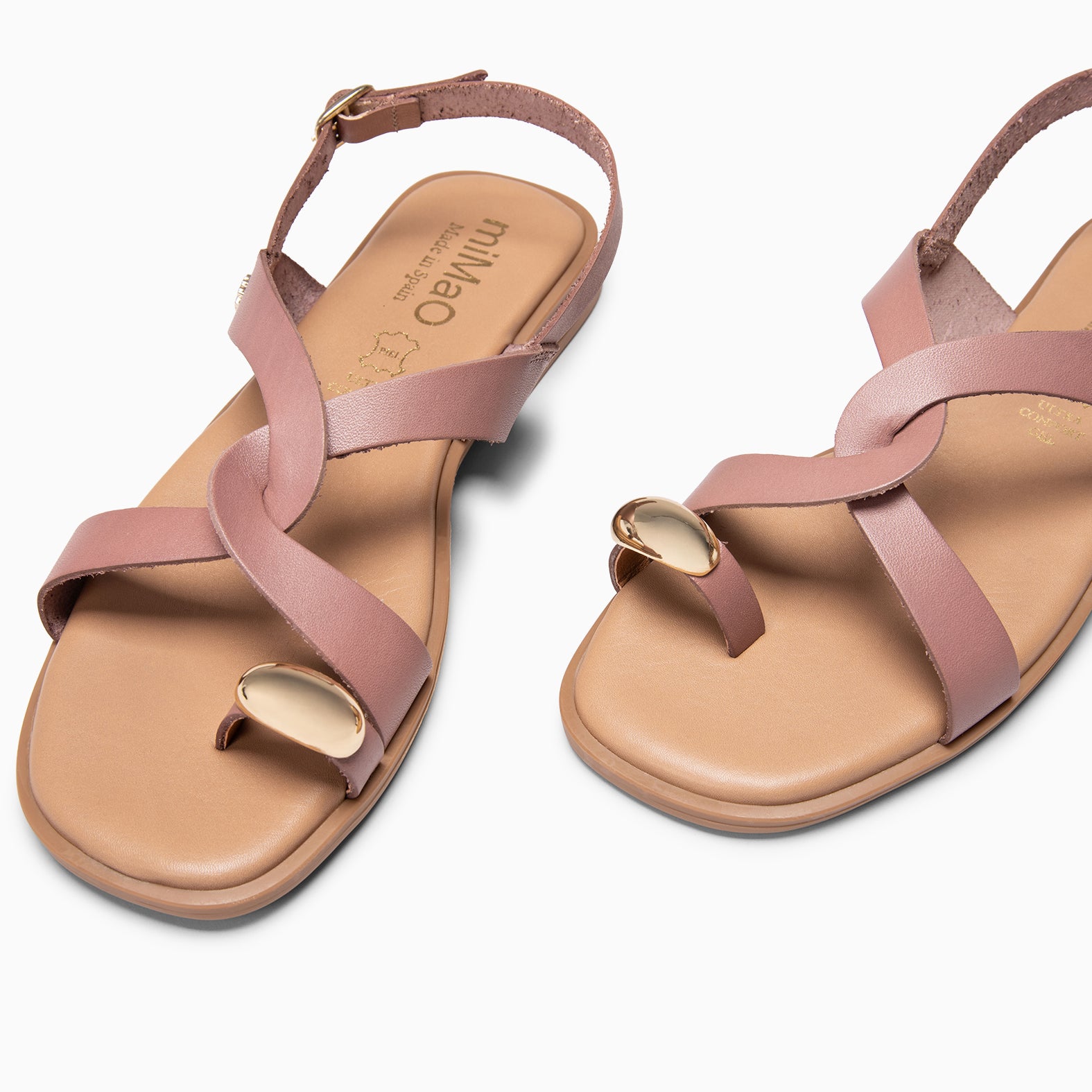 HELIA - LIGHT PINK Flat leather sandals
