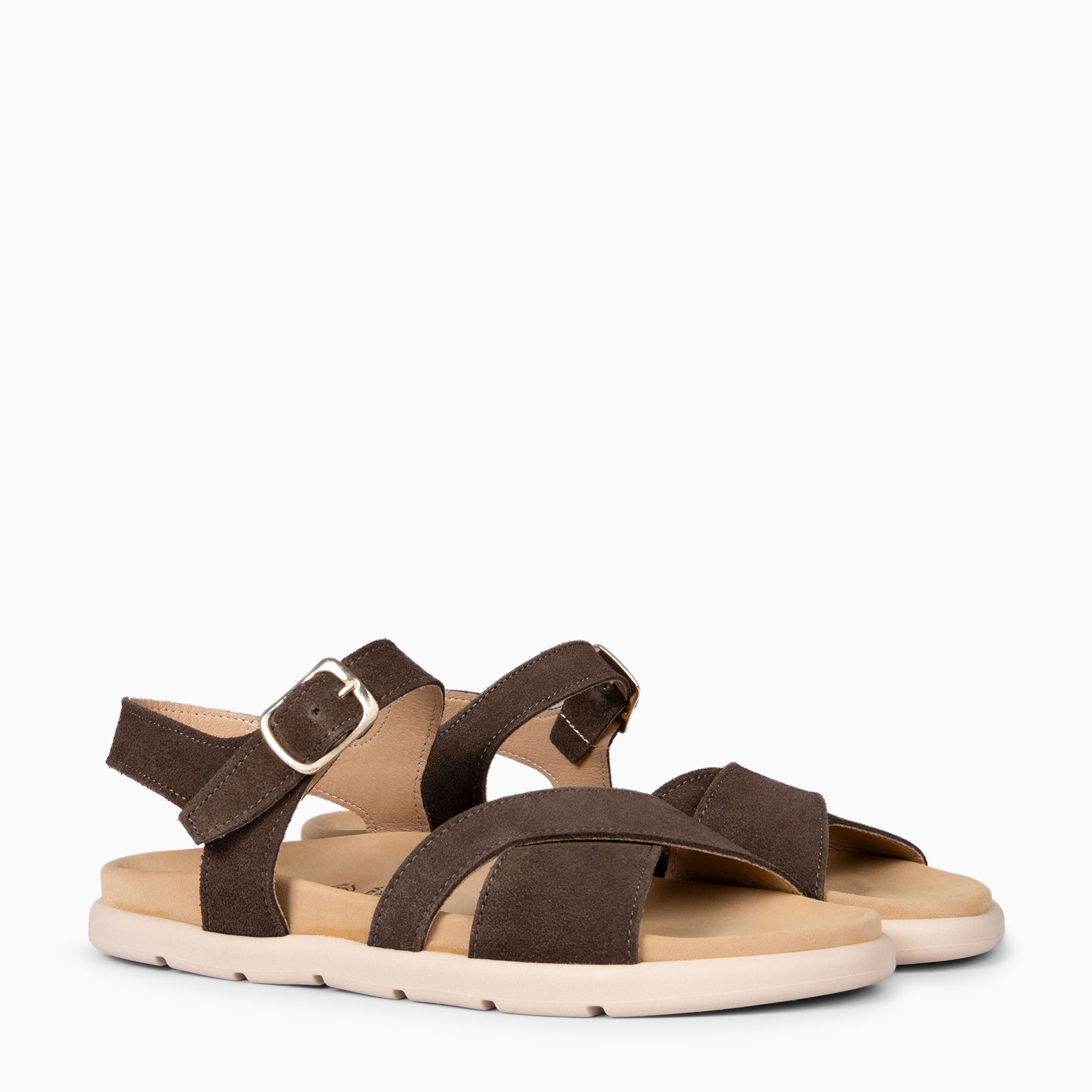 BRISA - Sandalias Baresoft de ante MARRÓN