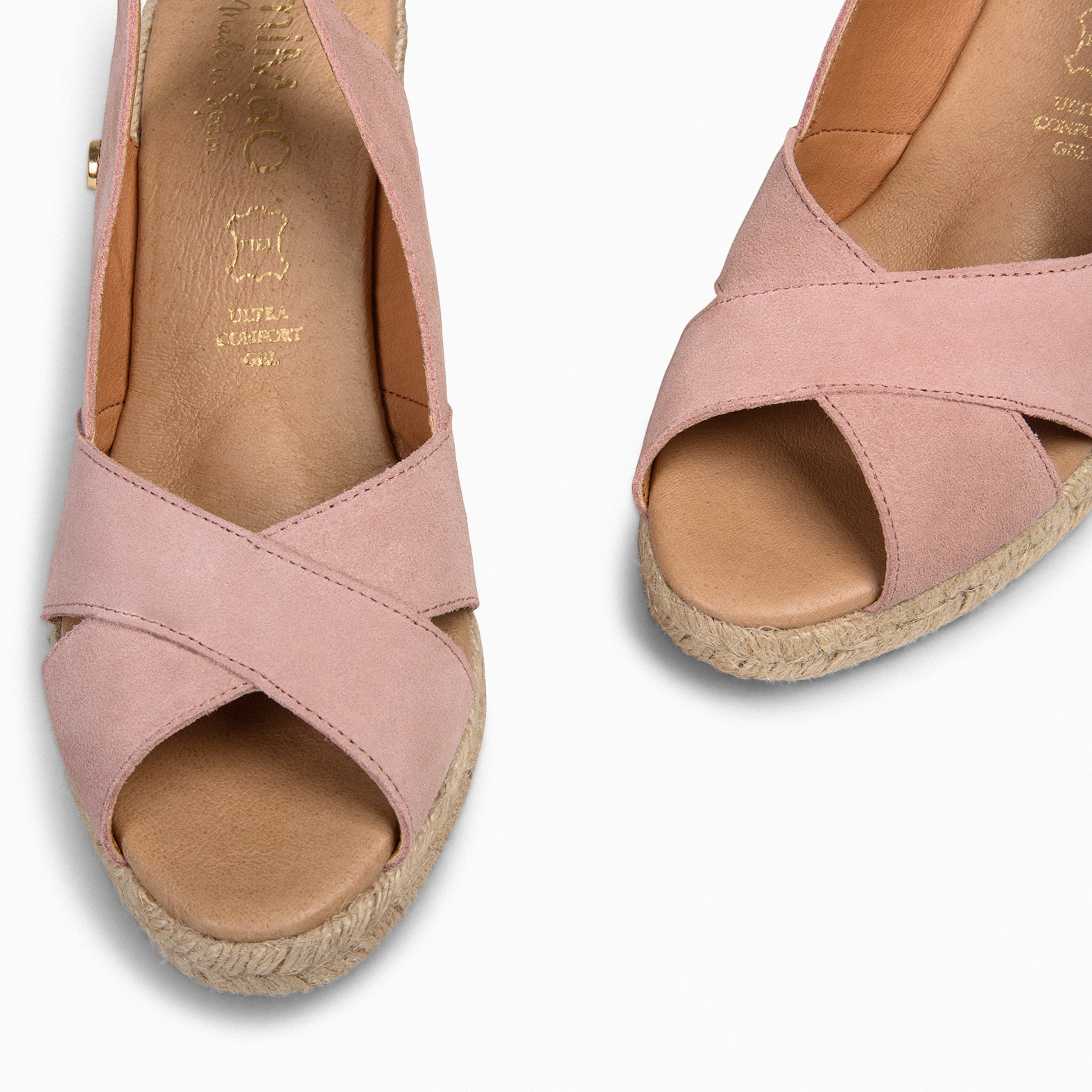 ATTICA – Espadrilles compensées daim ROSE