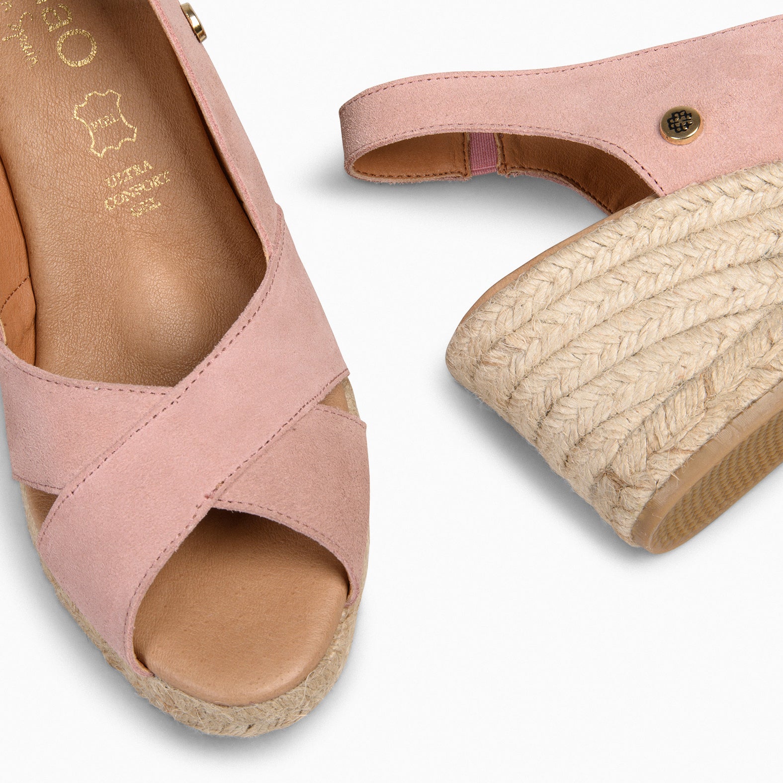 ATTICA – Espadrilles compensées daim ROSE