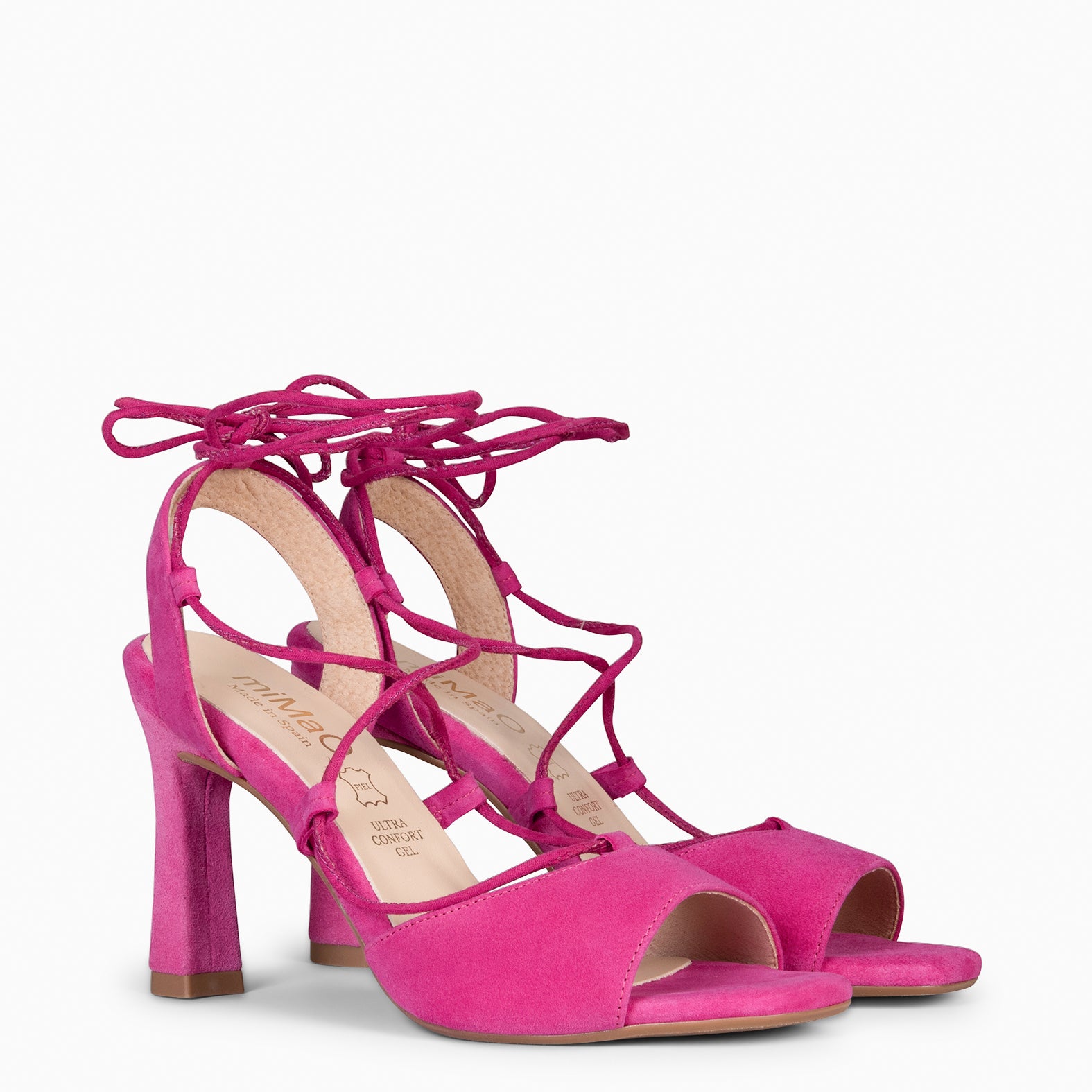 MONICA - Sandales à talon haut et laçage cheville FUCHSIA