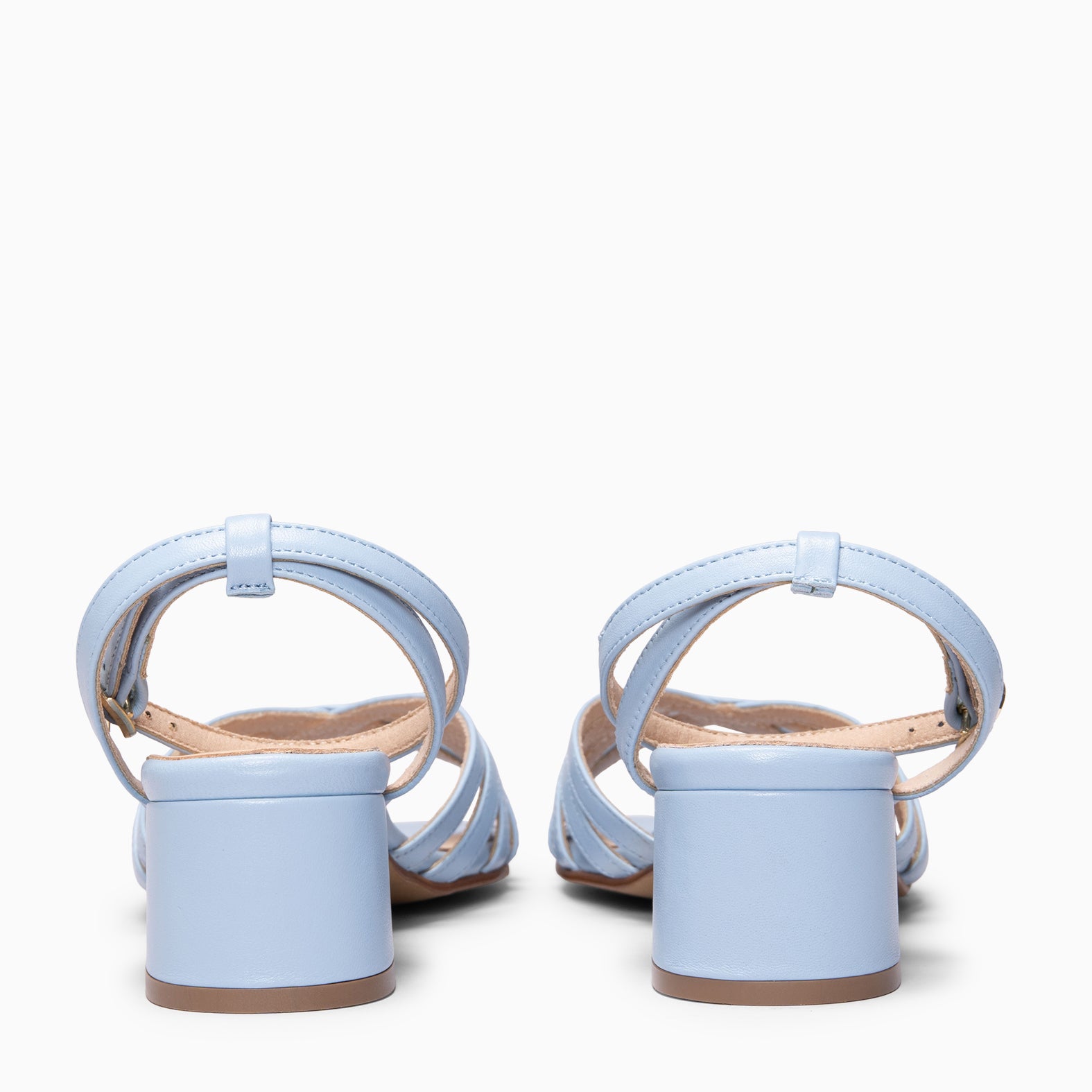 SIRA - Sandales à lanières et petit talon en cuir BLEU