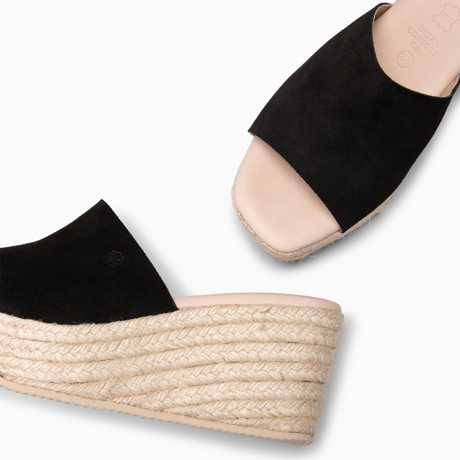 MAIRA - BLACK Wedge platform espadrilles