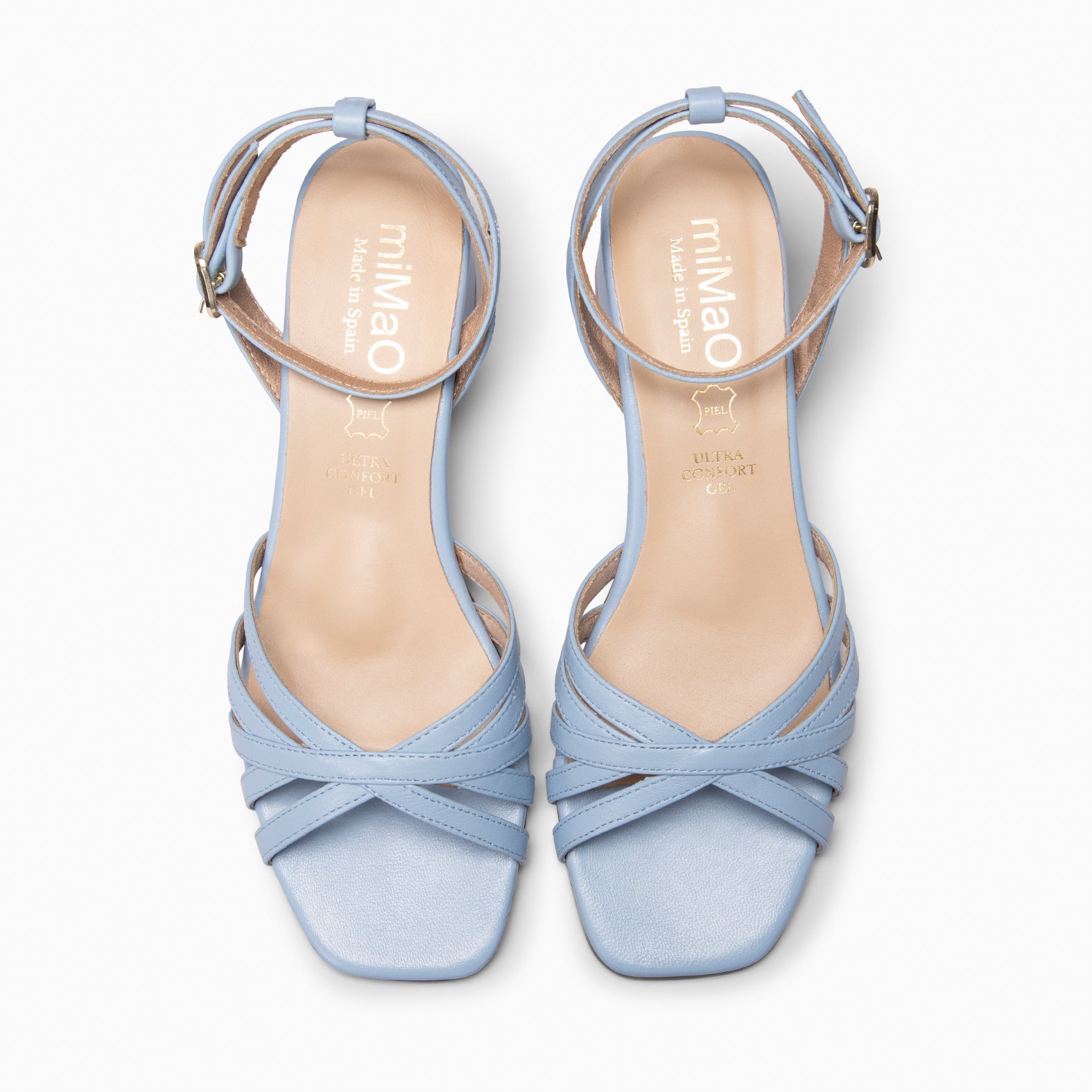 SIRA - Sandales à lanières et petit talon en cuir BLEU