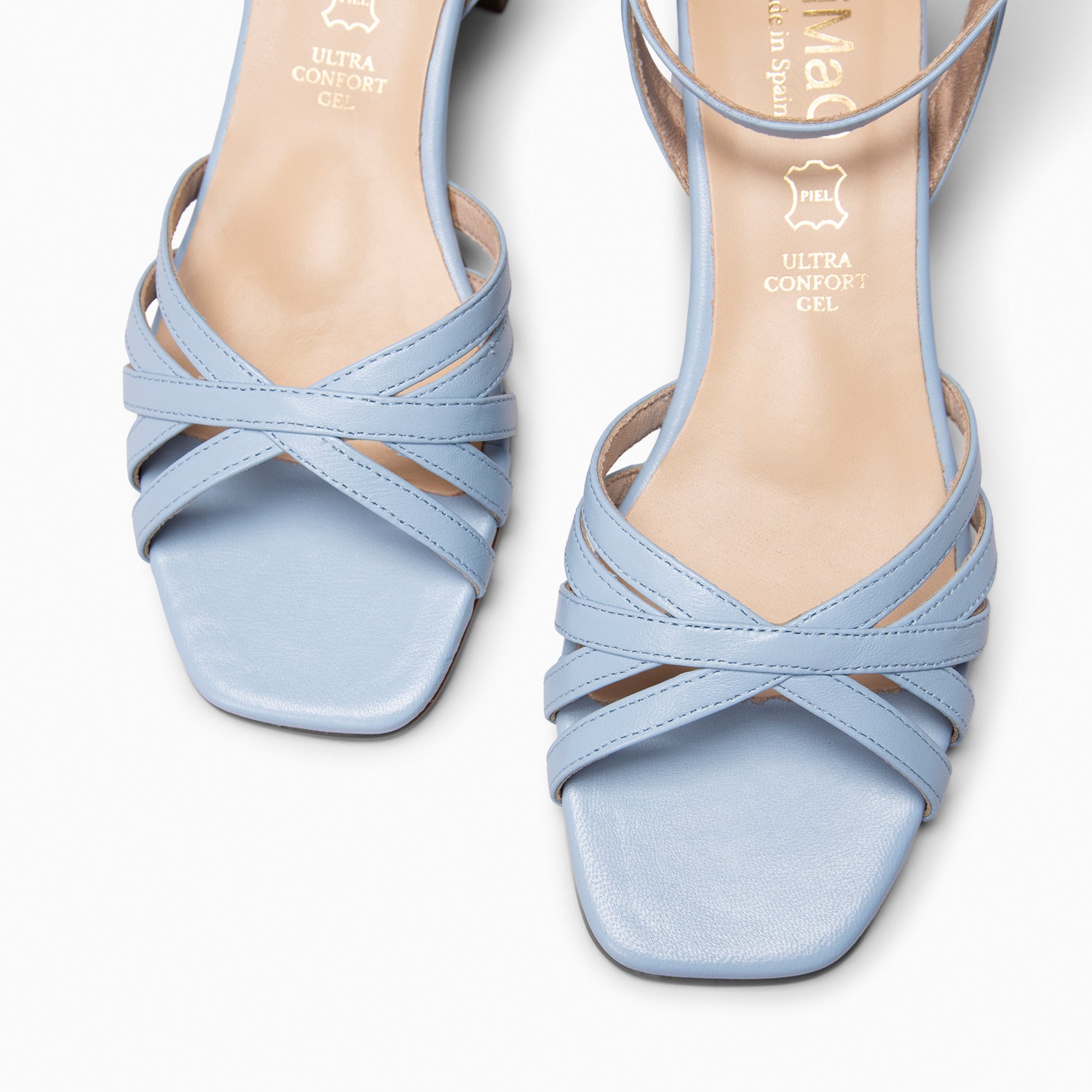 SIRA - Sandales à lanières et petit talon en cuir BLEU