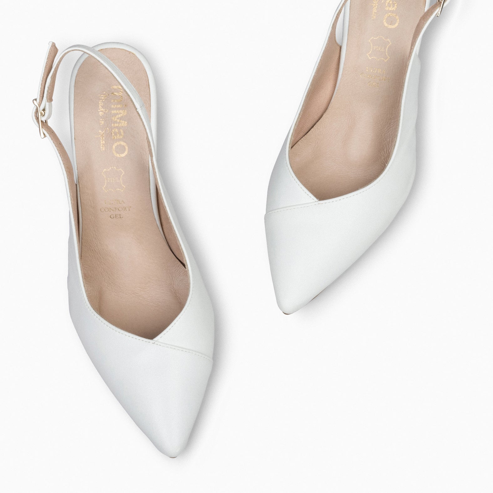 GLAM MULE – Sapatos de salto mule em napa OFF WHITE