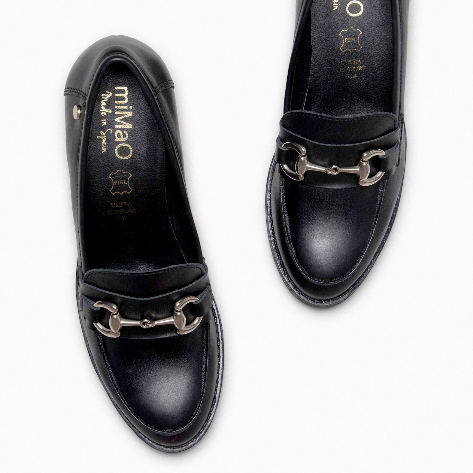 FABIOLA - Mocasines con tacón de napa NEGRO