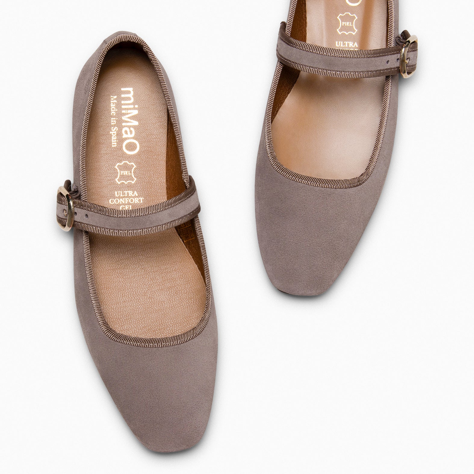CLARA – TAUPE SQUARE TOE MARY-JANES