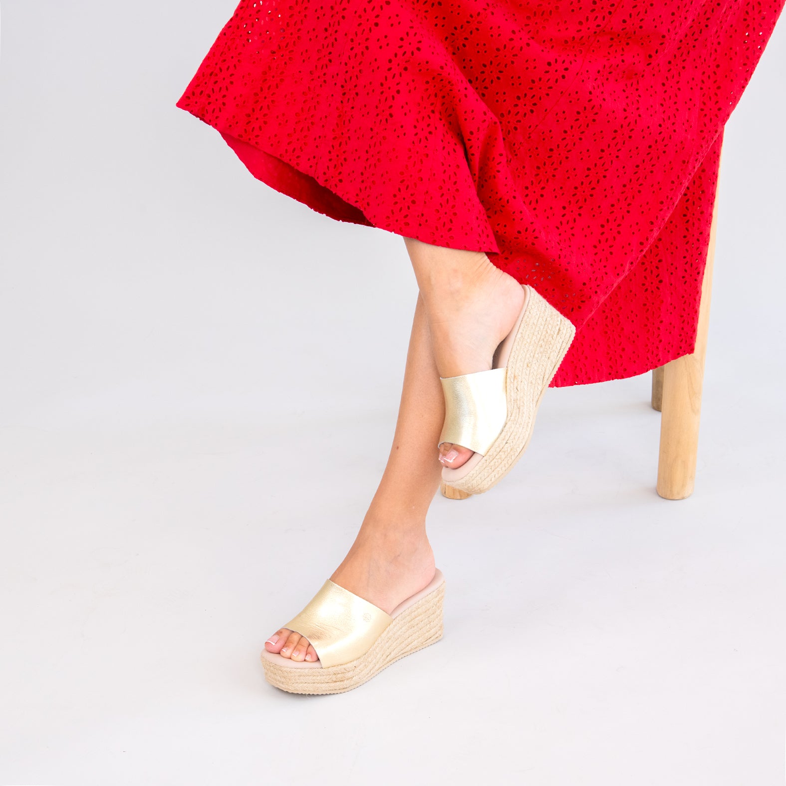 MAIRA - GOLDEN Wedge platform espadrilles