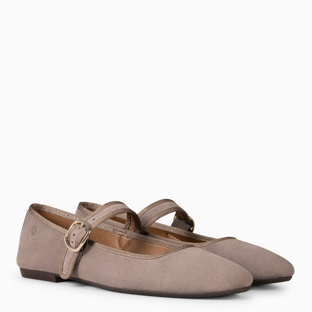 CLARA – TAUPE SQUARE TOE MARY-JANES