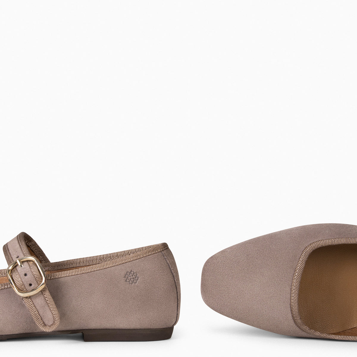 CLARA – TAUPE SQUARE TOE MARY-JANES