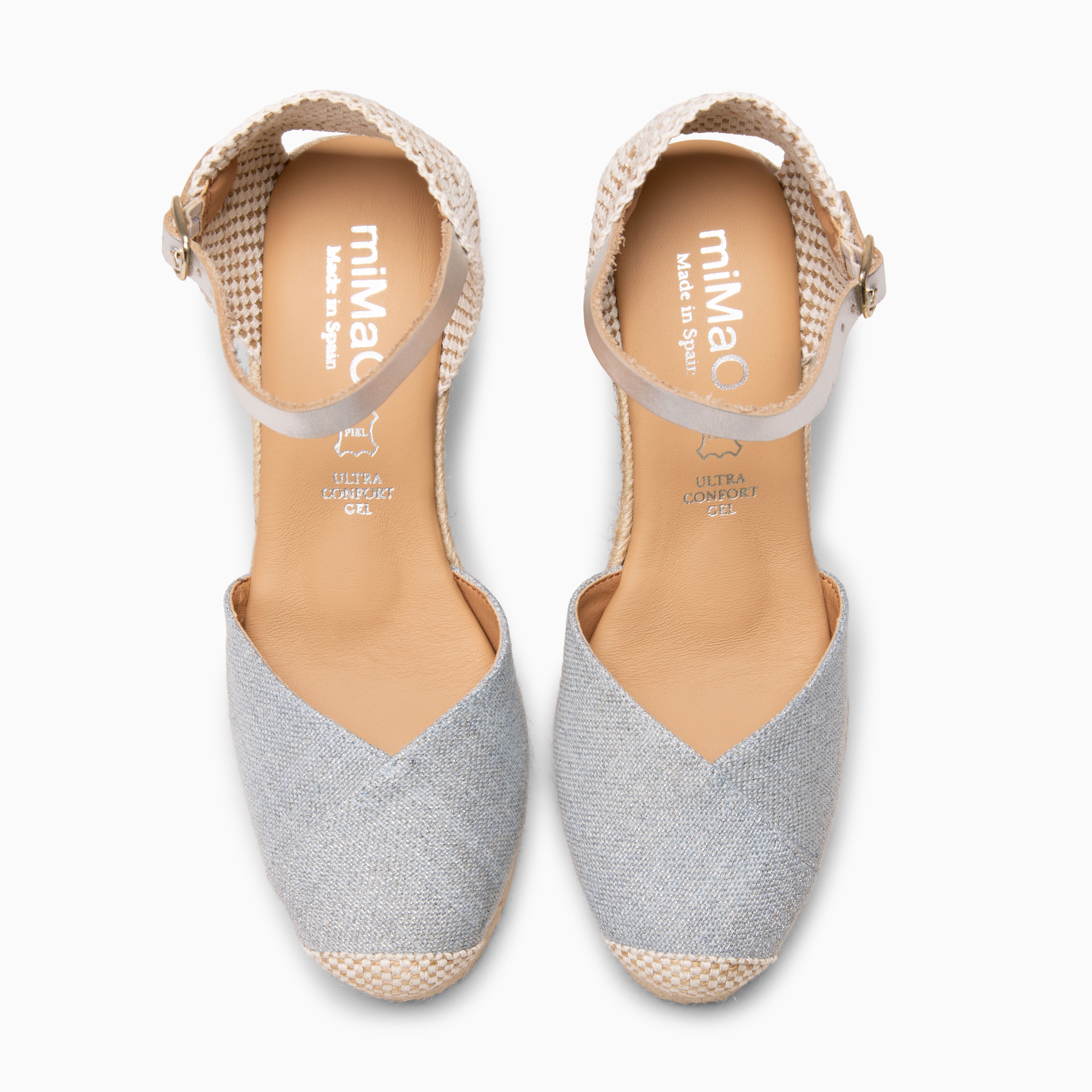 CONIL – BLUE Metallic linen espadrille