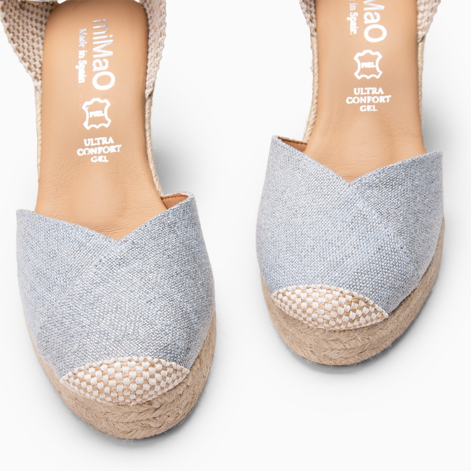 CONIL – BLUE Metallic linen espadrille