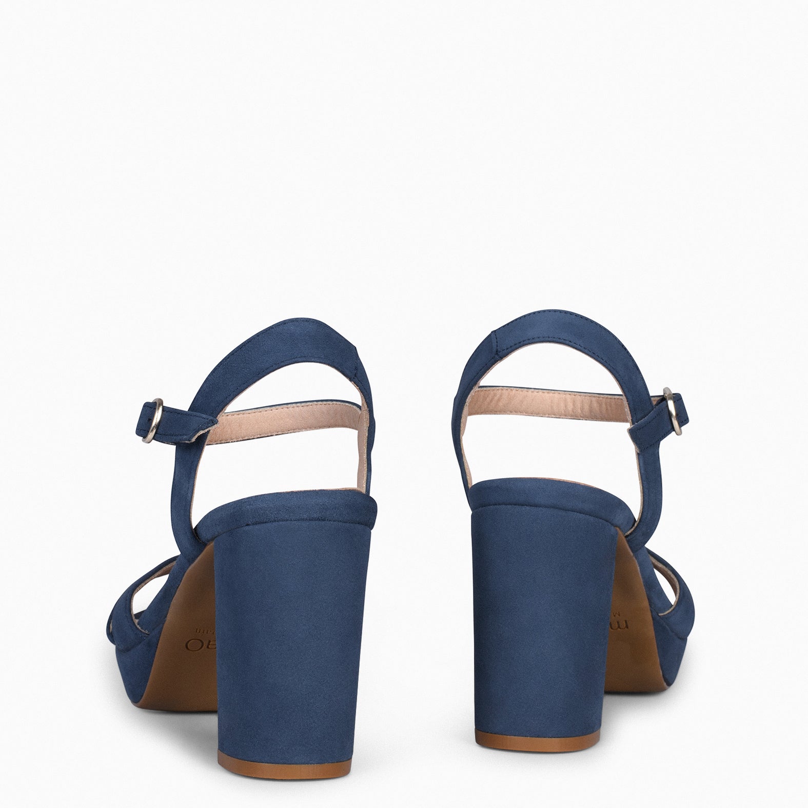 PARIS – Sandales de soirée à talon large et plateforme BLEU MARINE