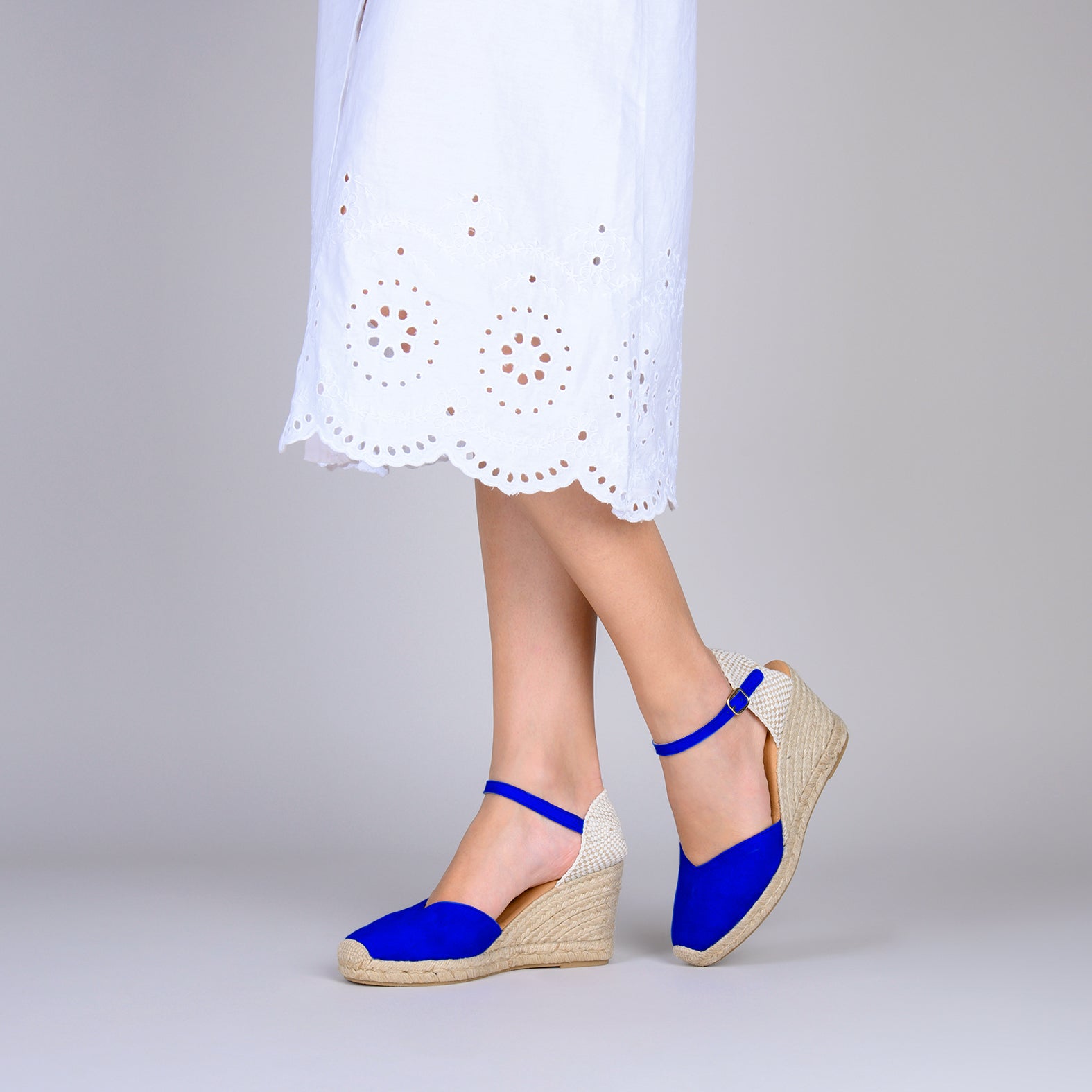 NERJA – Cuñas altas de esparto AZUL ELÉCTRICO