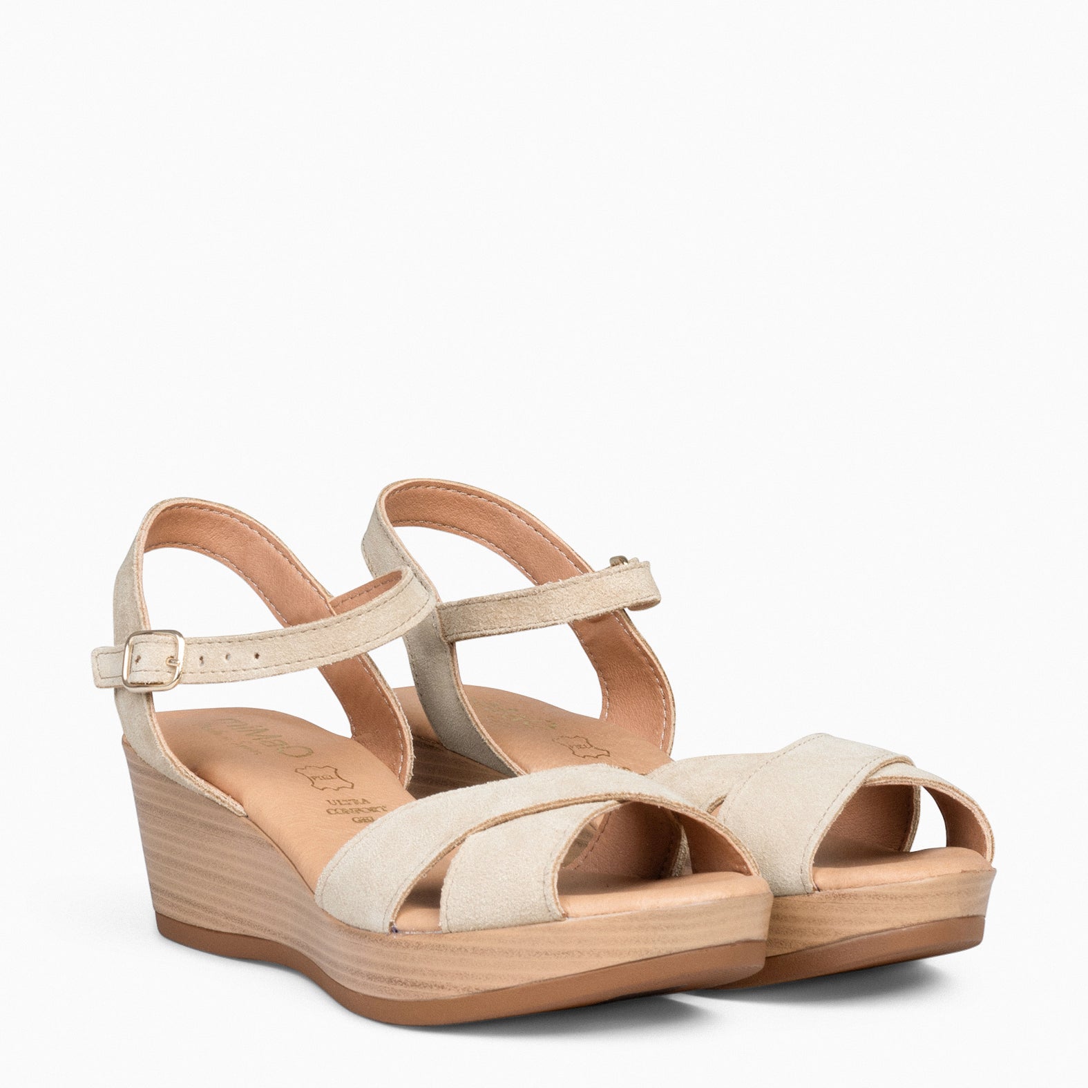 MAR - BEIGE CASUAL WEDGE SANDALS