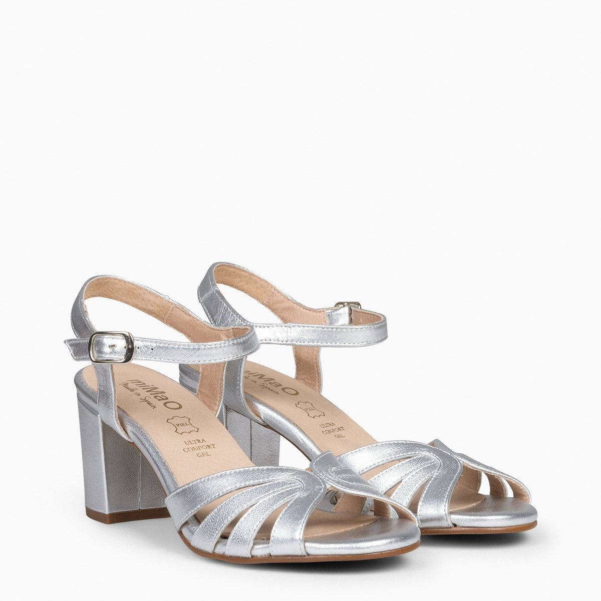 MUSA – Sandalias de Tacón ancho PLATA