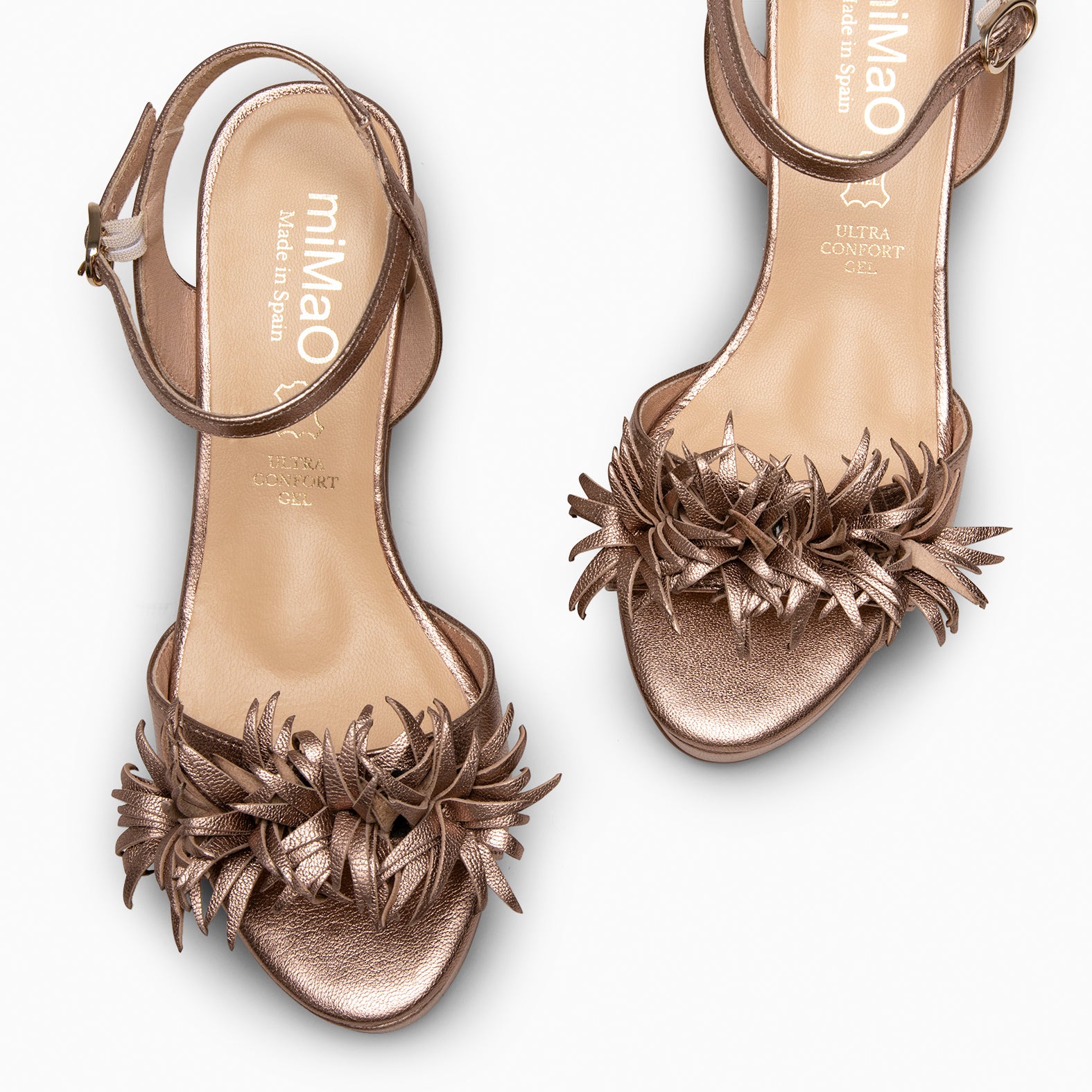 POMPÓN - GOLD ROSE WOME'S HEELED SANDALS