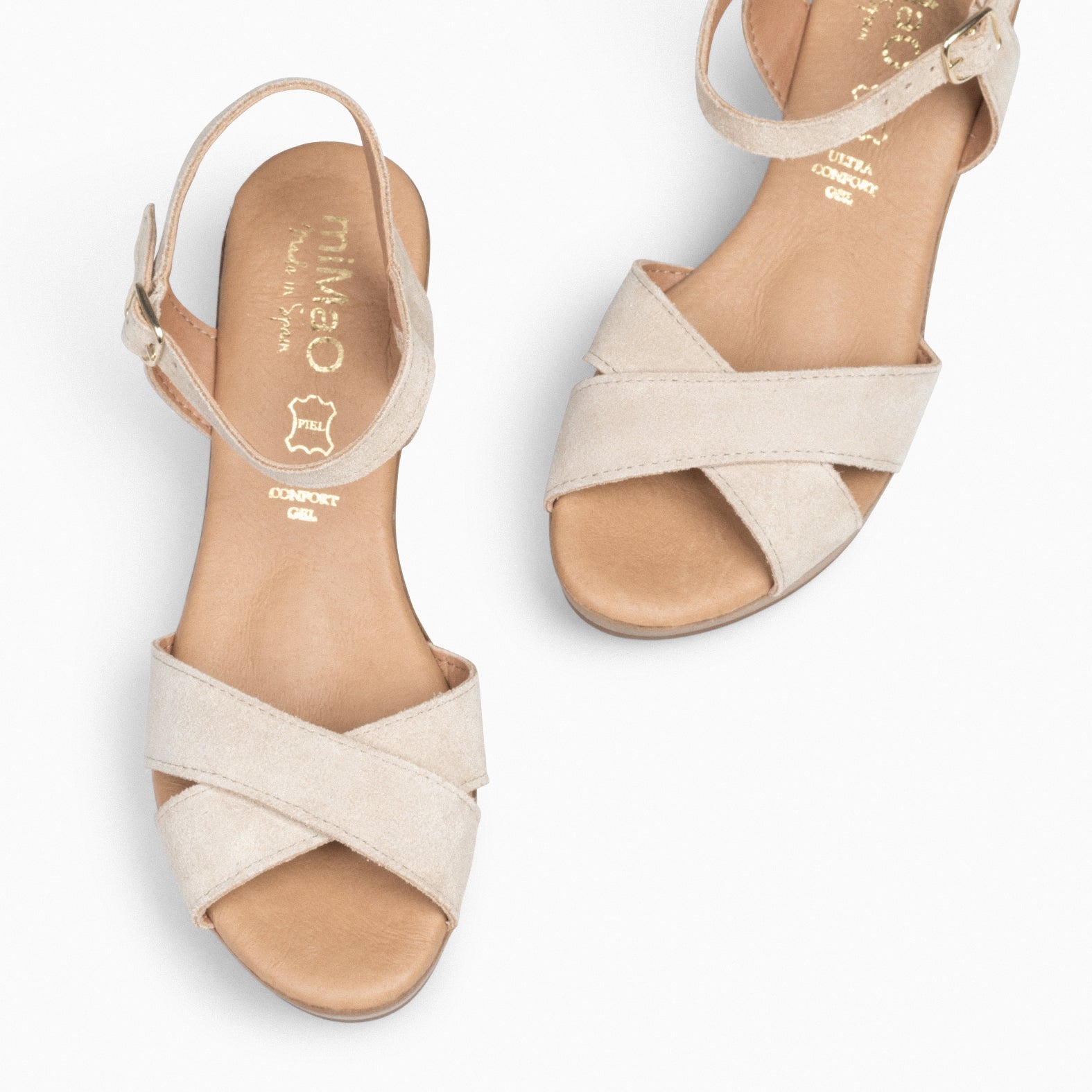 MAR - CUNHAS LEVES COM TIRA CRUZADA BEGE