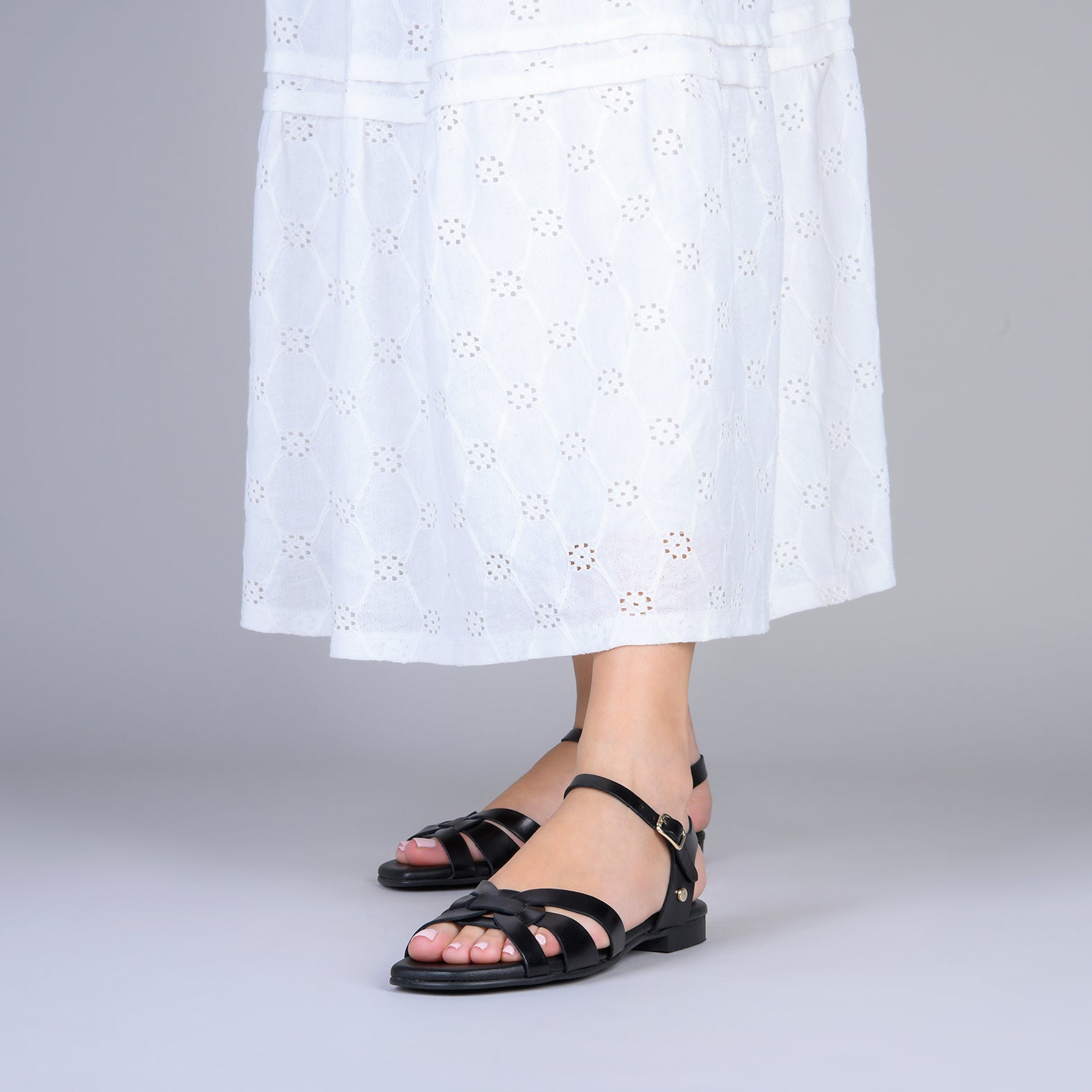 LIVIA - Sandalias planas elegantes NEGRO