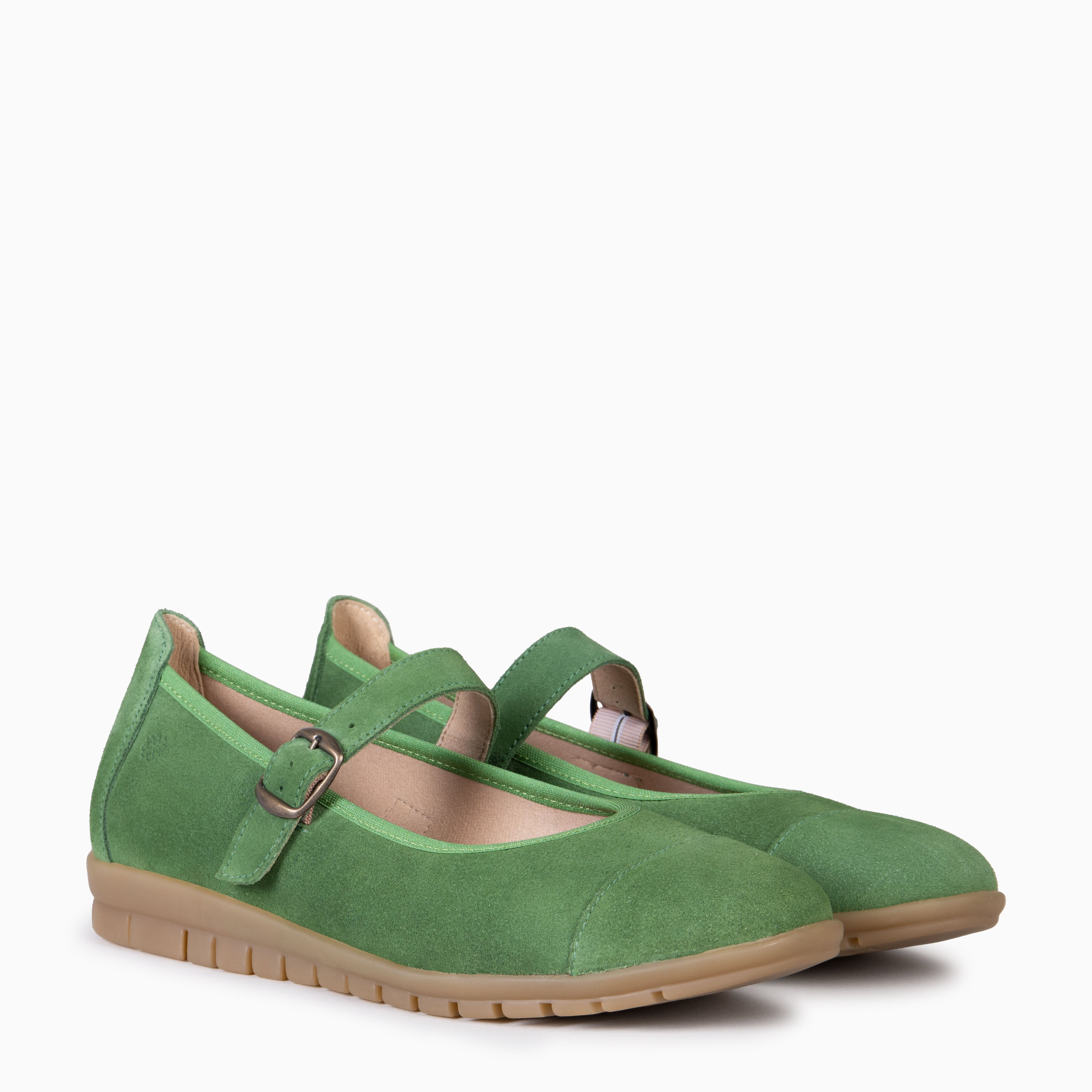 MICAELA - GREEN SUEDE MARY JANES