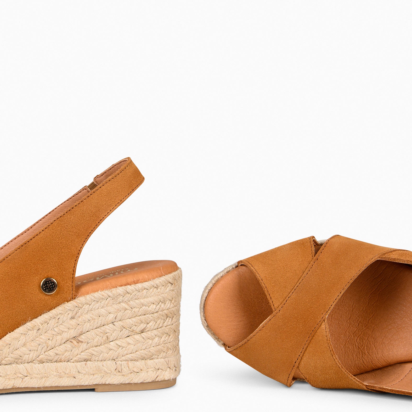 ATTICA – Espadrilles compensées daim CAMEL