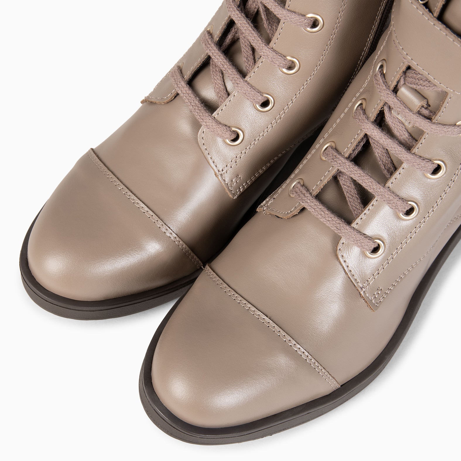 BELFAST - Bottines à lacets en cuir TAUPE