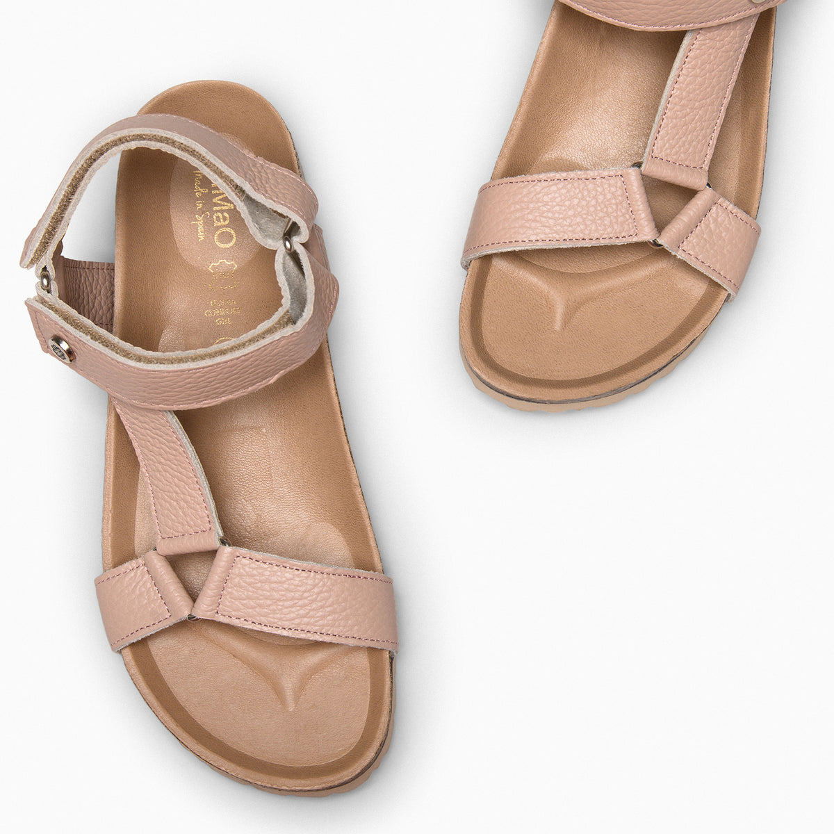 LAURA - Sandalias BIO con velcro NUDE