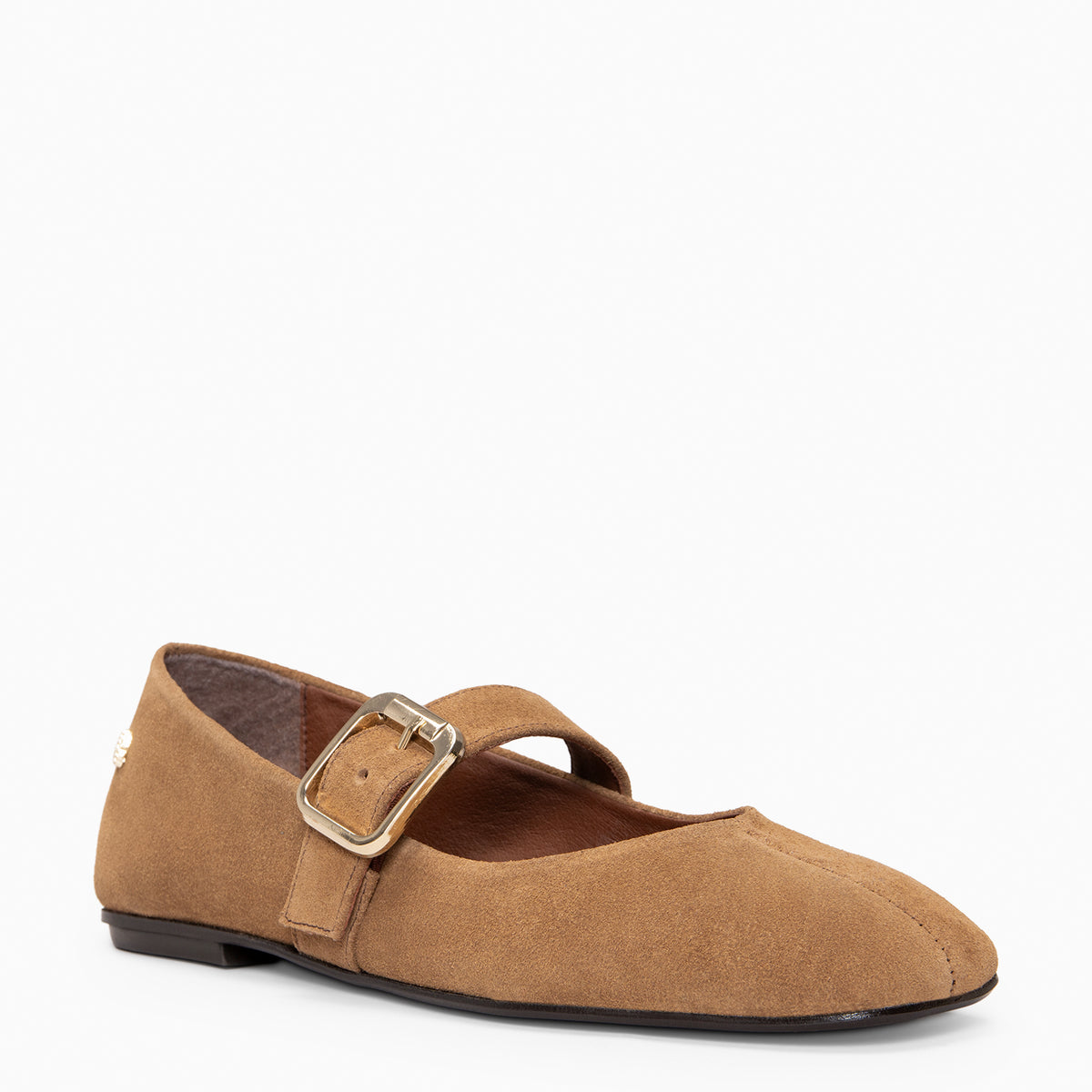 FRANCISCA - Leren Mary Jane schoenen met verstelbaar CAMEL
