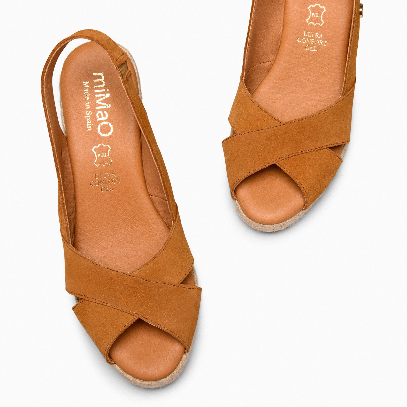ATTICA – Espadrilles compensées daim CAMEL