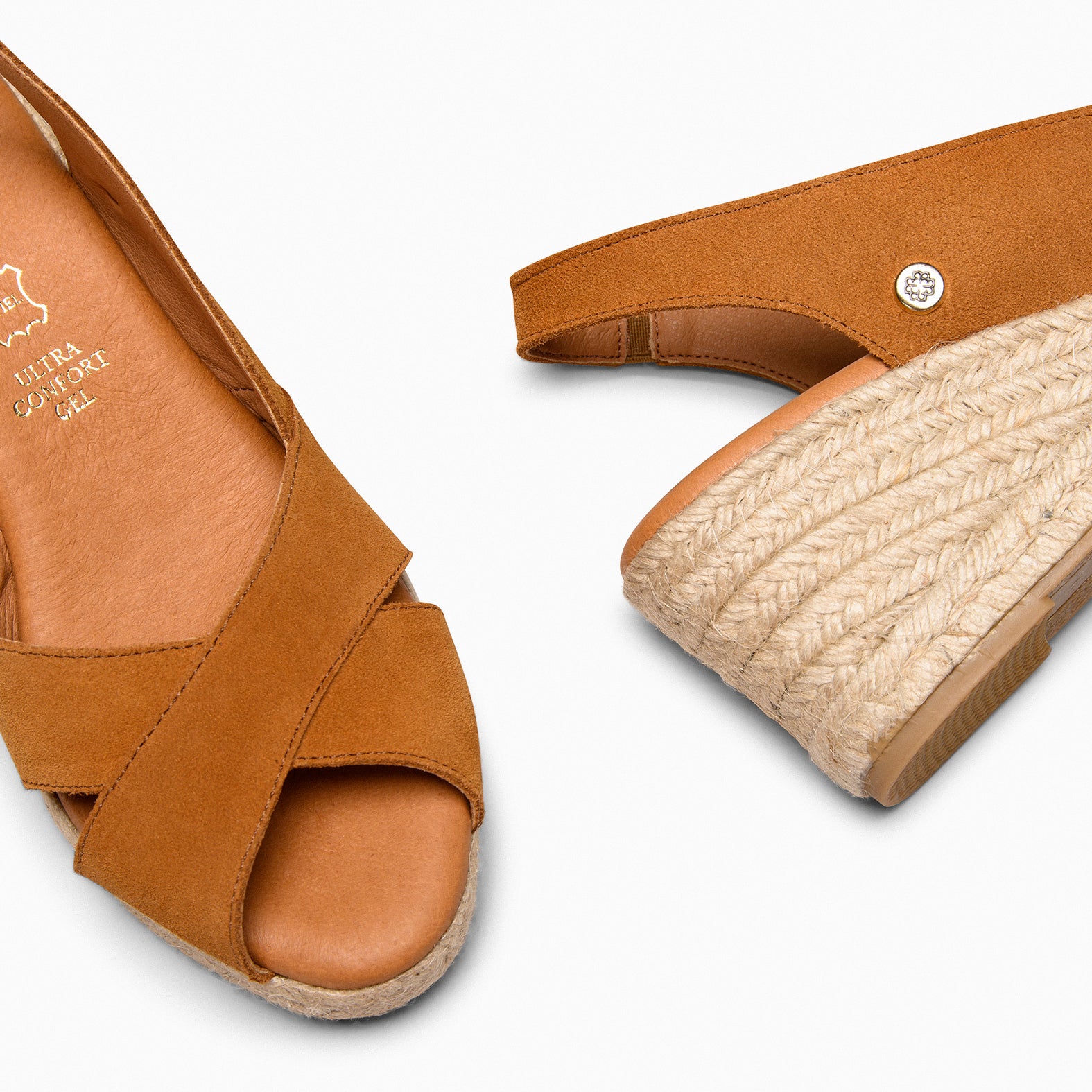 ATTICA – Espadrilles compensées daim CAMEL