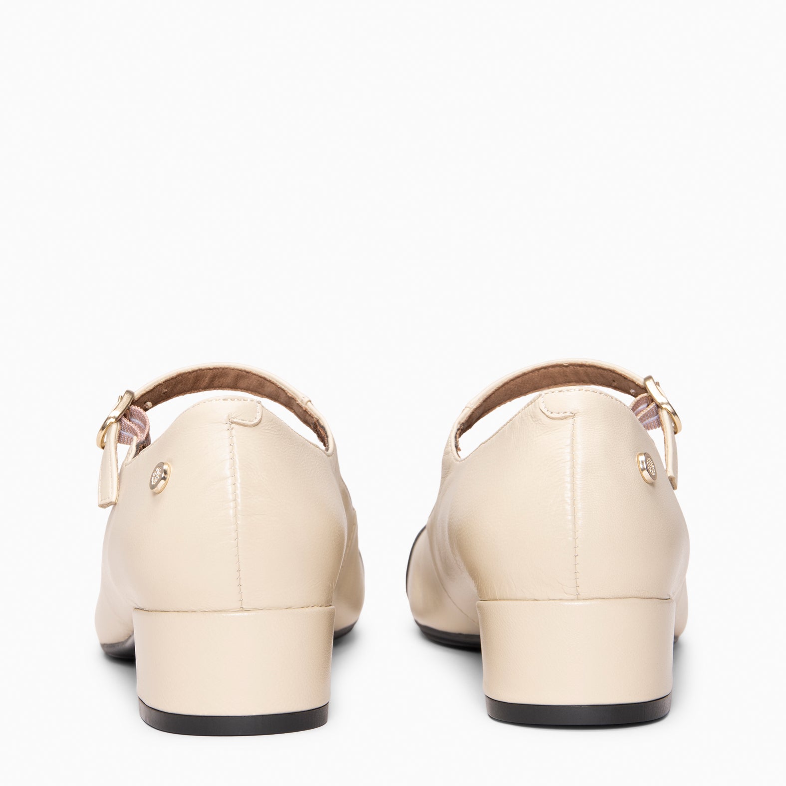 FLORA - BEIGE Mary Jane with bicolor leather heel