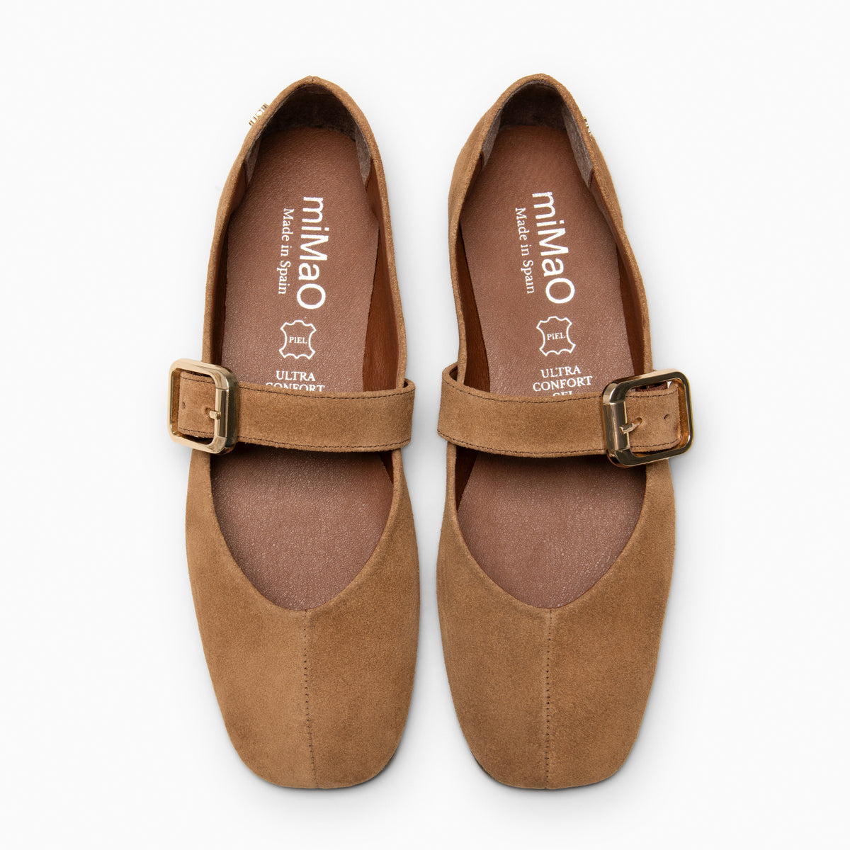 FRANCISCA - Leren Mary Jane schoenen met verstelbaar CAMEL