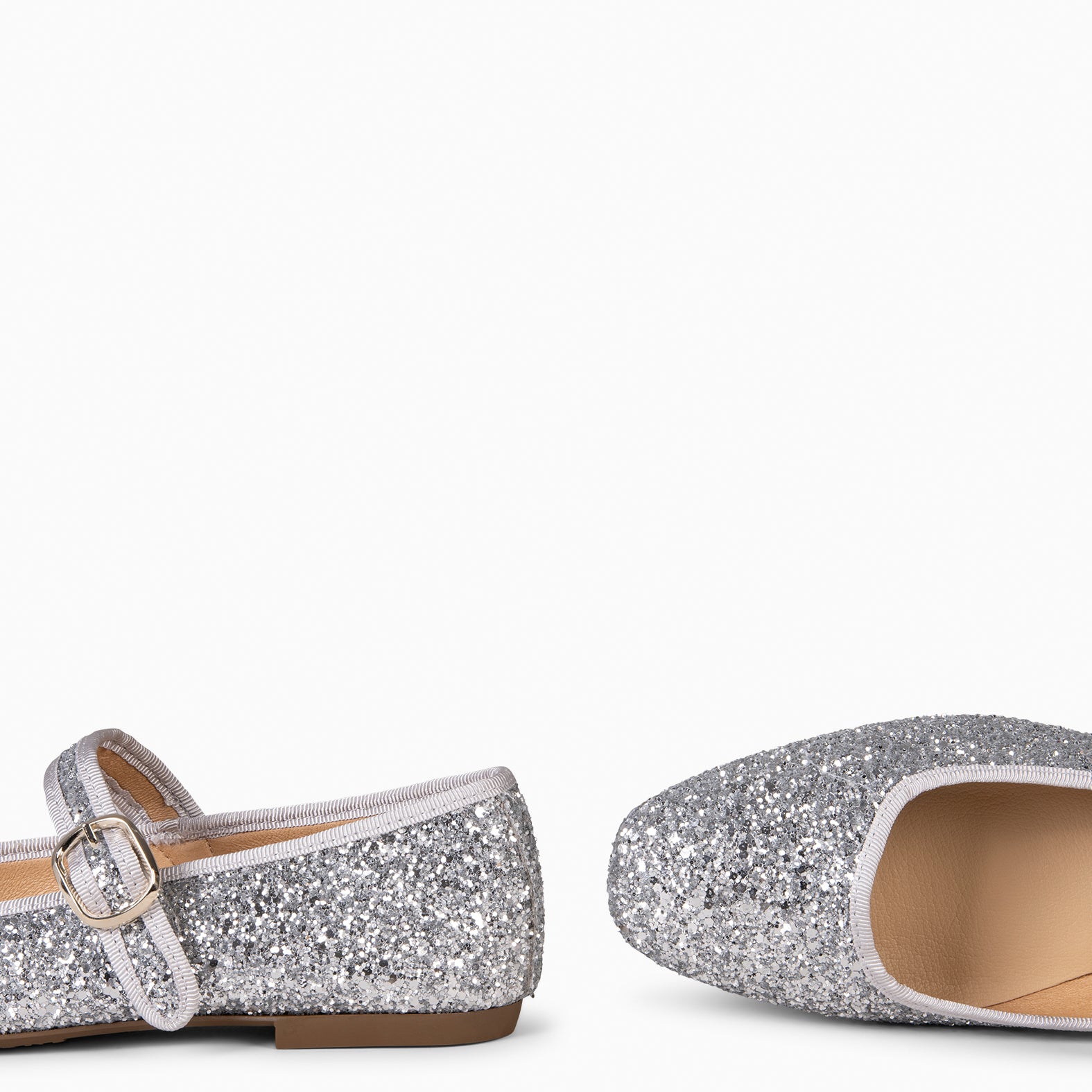 CLARA - SILVER SQUARE TOE MARY-JANES