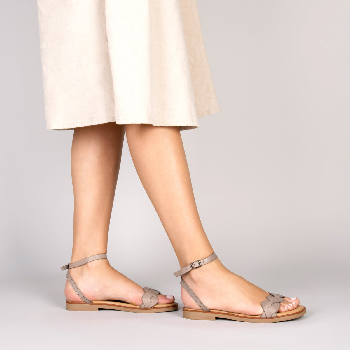 ARECA - Sandalias planas mujer TAUPE