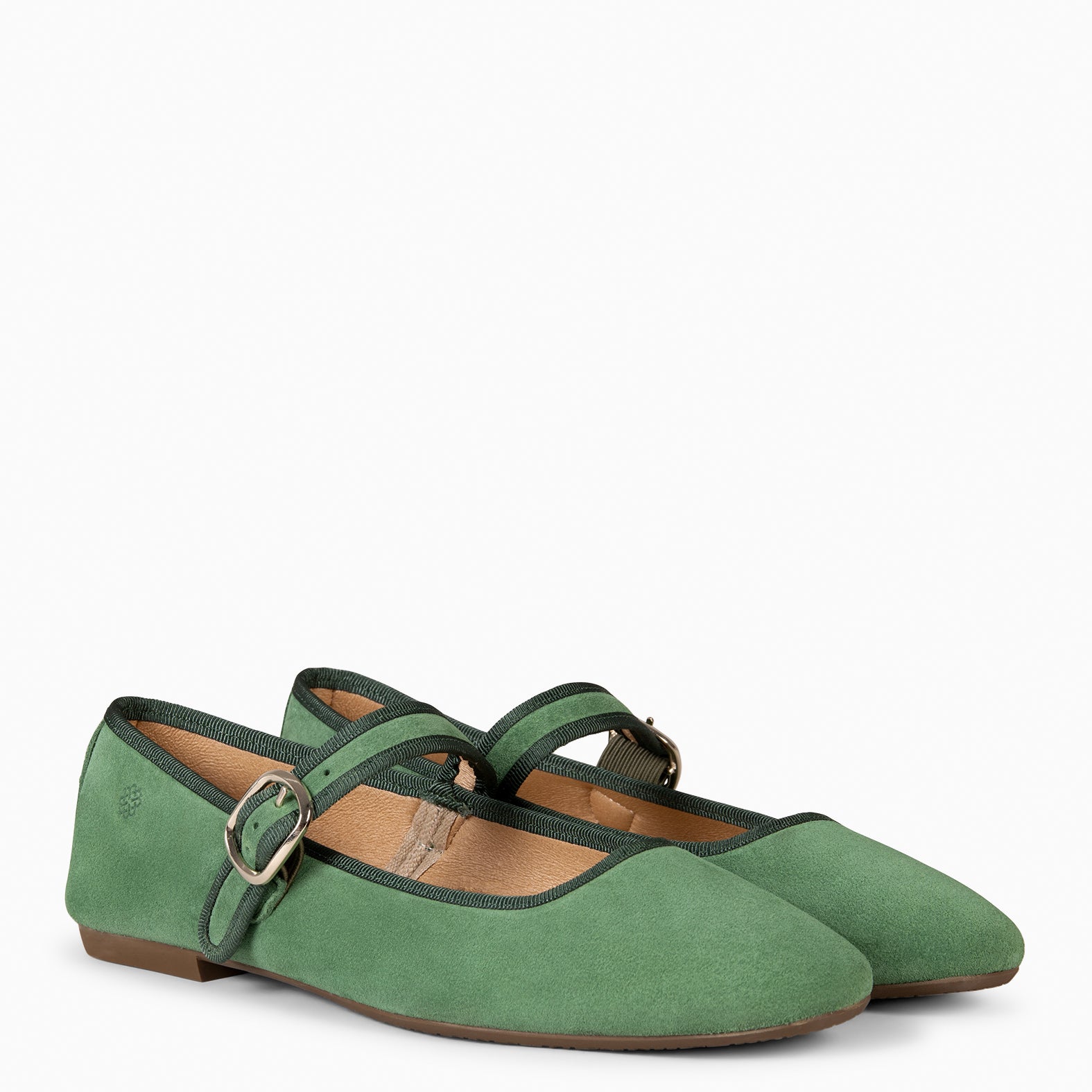 CLARA - GREEN SQUARE TOE MARY-JANES