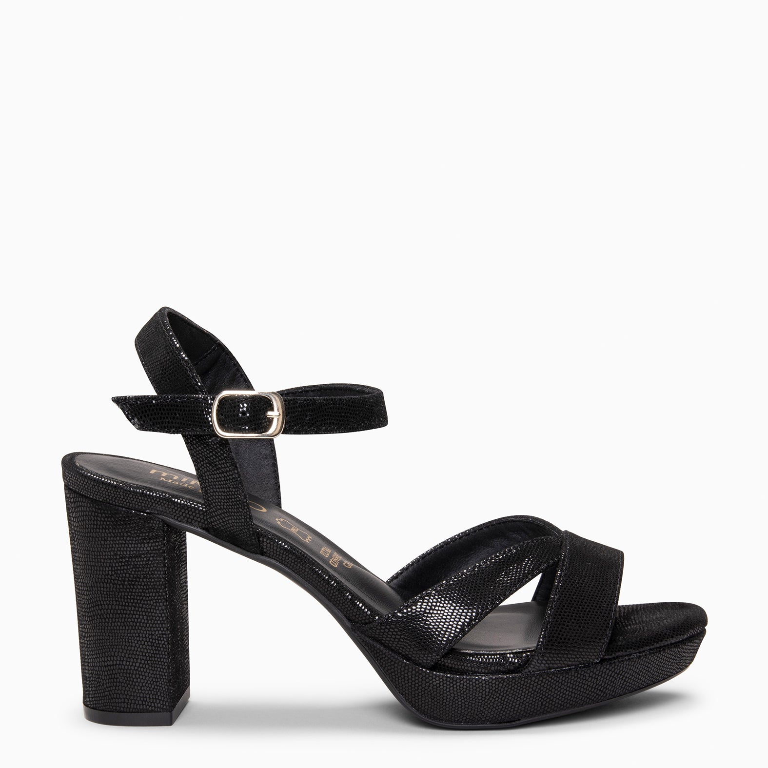 PARIS – Sandalias de fiesta con tacón alto y plataforma NEGRO FANTASY