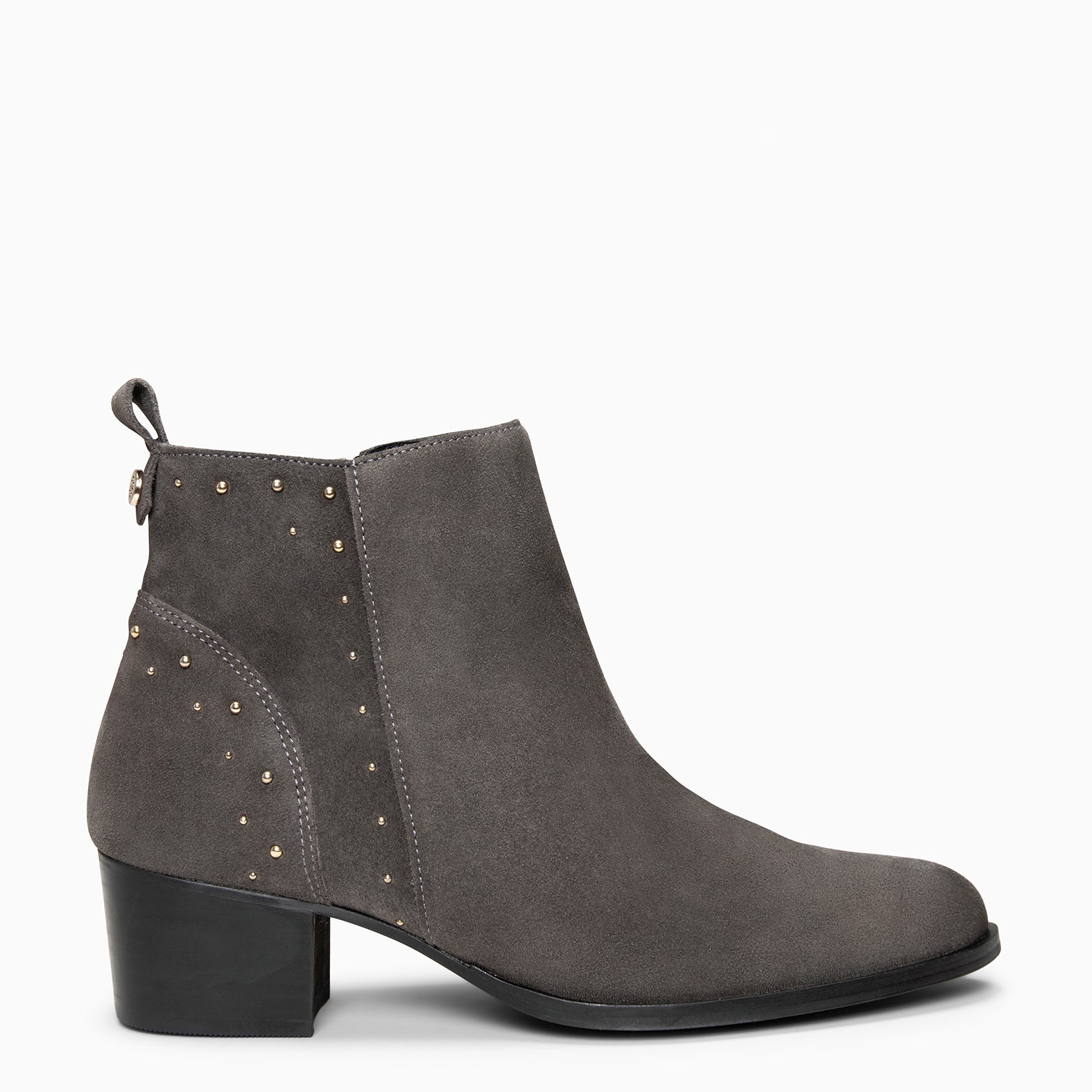 DUSTY – Botines de serraje con tachas GRIS