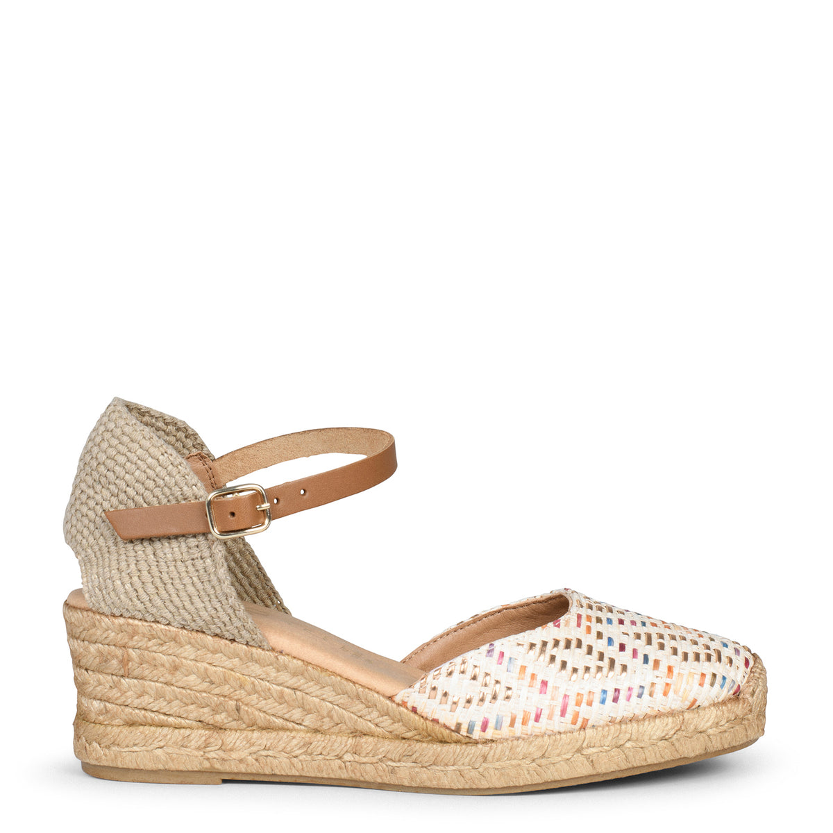 JAVEA – Espadrilles à talon raphia BLANC
