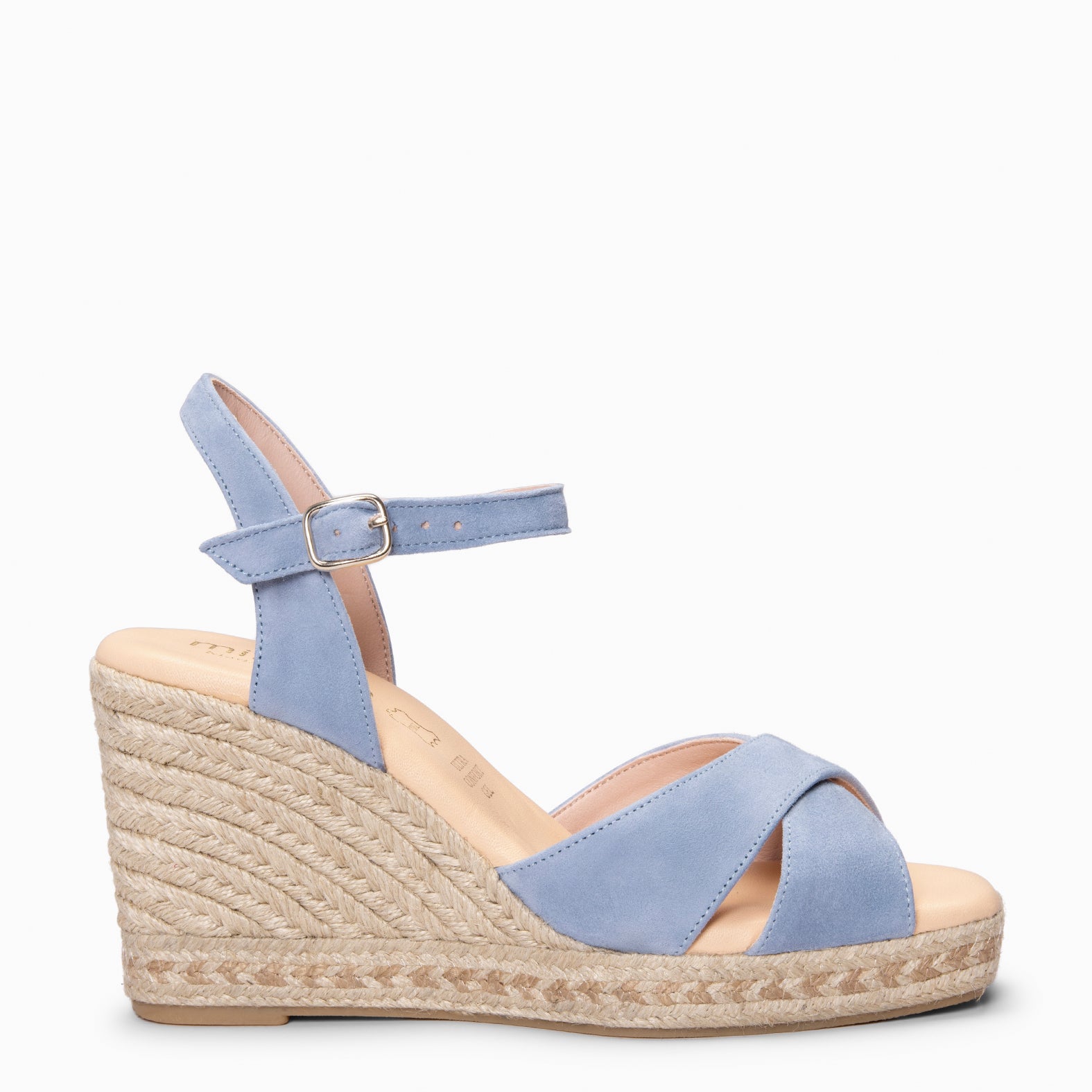 VERA - Cuña de esparto de ante jeans