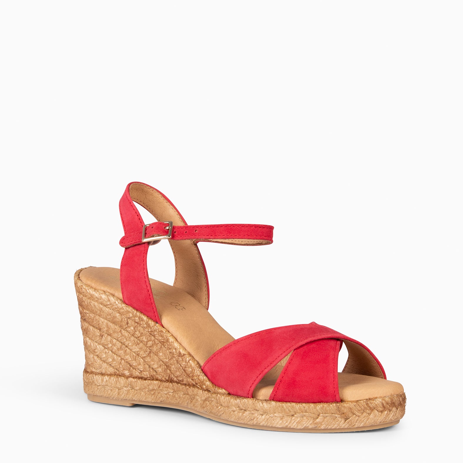 CALPE – Espadrilles à talon en daim ROUGE