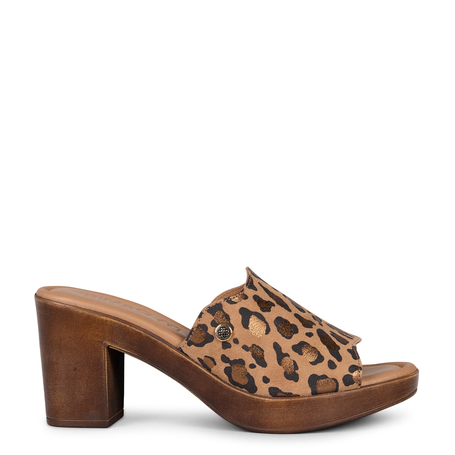 ADELA – Sabots en cuir imitation LEOPARD à bout ouvert