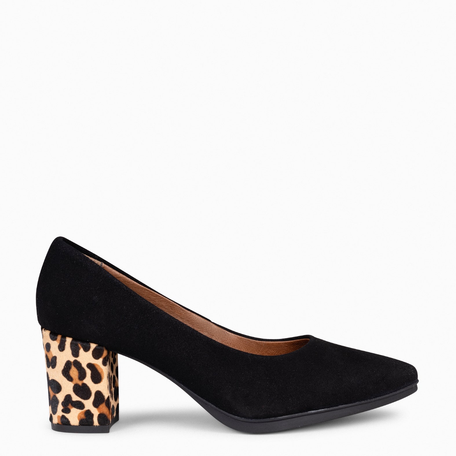 Leopard print mid store heel