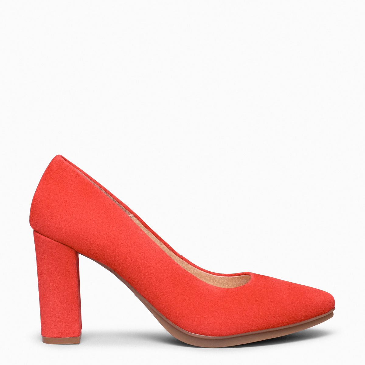 URBAN – Zapatos de tacón alto de ante ROJO ANARANJADO