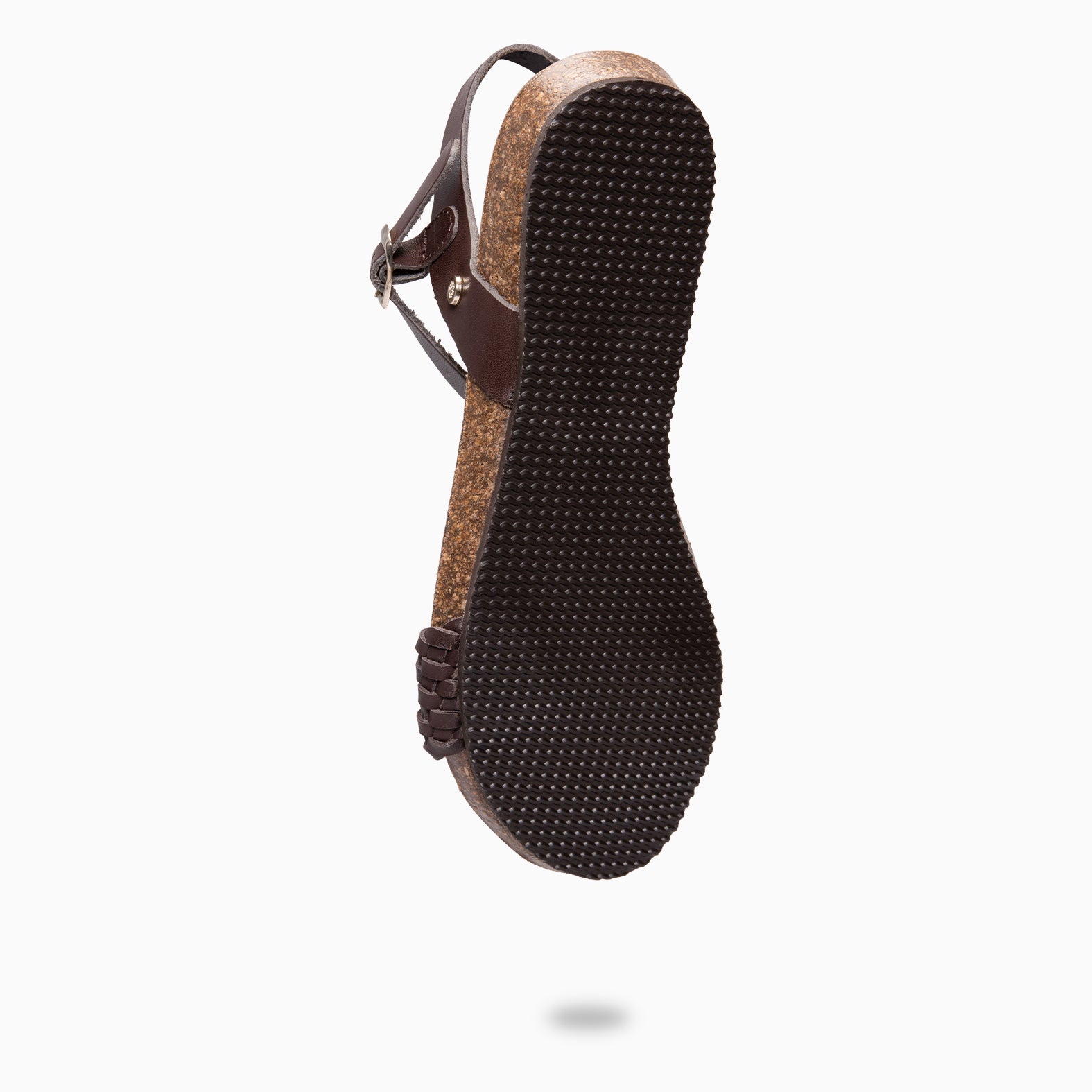AIRE - BROWN FLAT BIO SANDALS WITH BRAIDED STRAP